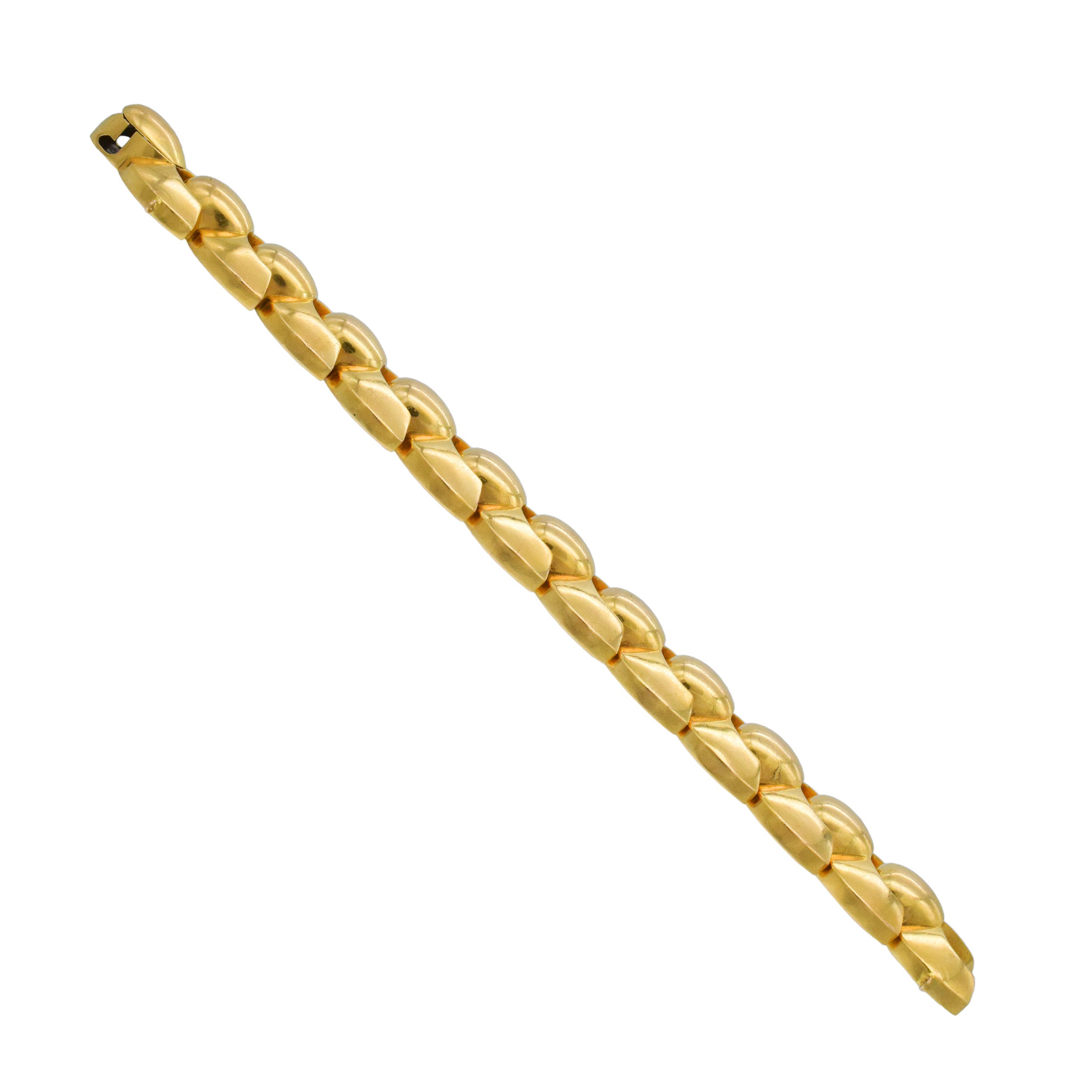 1940's Fancy Shape Dome Link Bracelet In 18k Yellow Gold