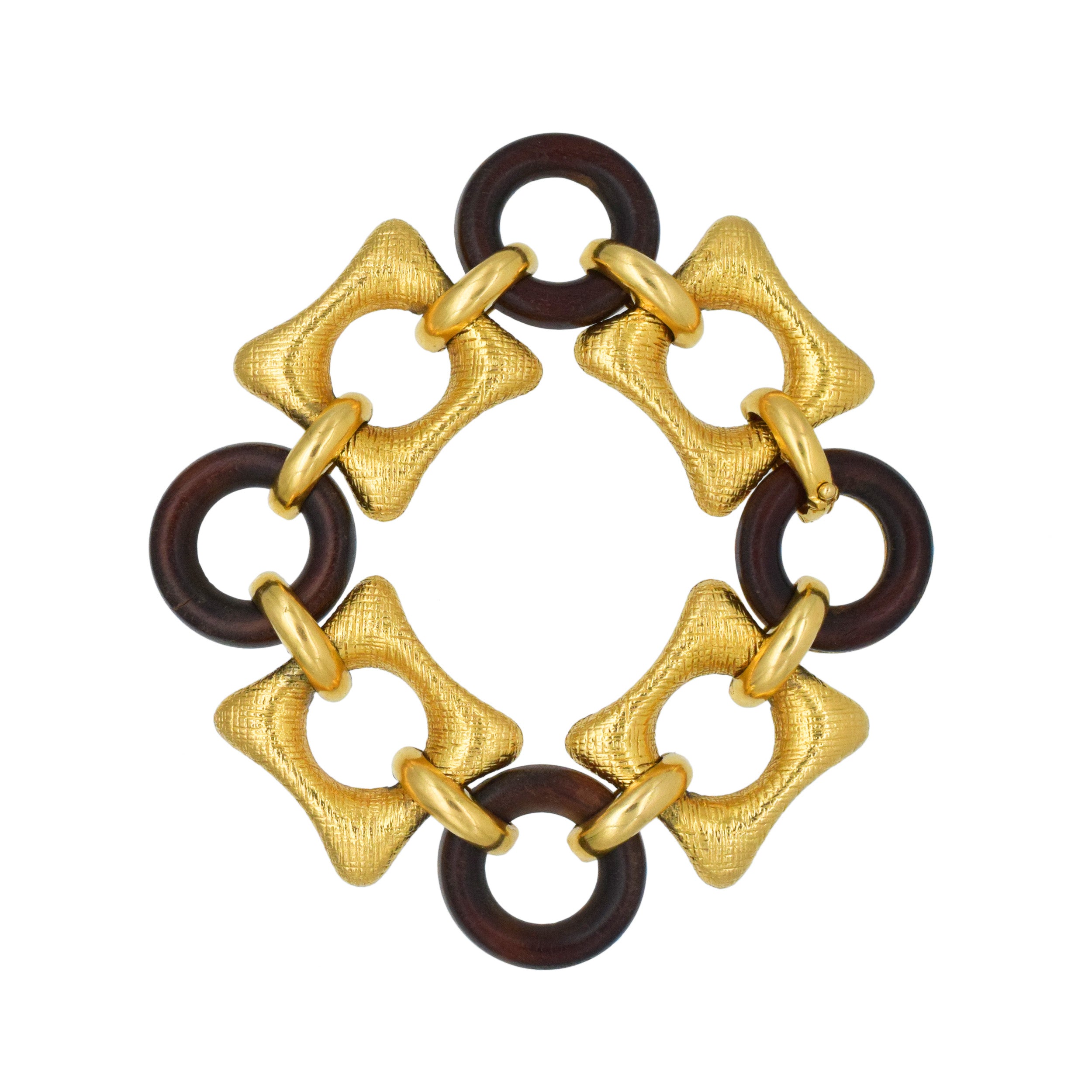 Van Cleef & Arpels Wood And Textured 18k Yellow Gold Bracelet