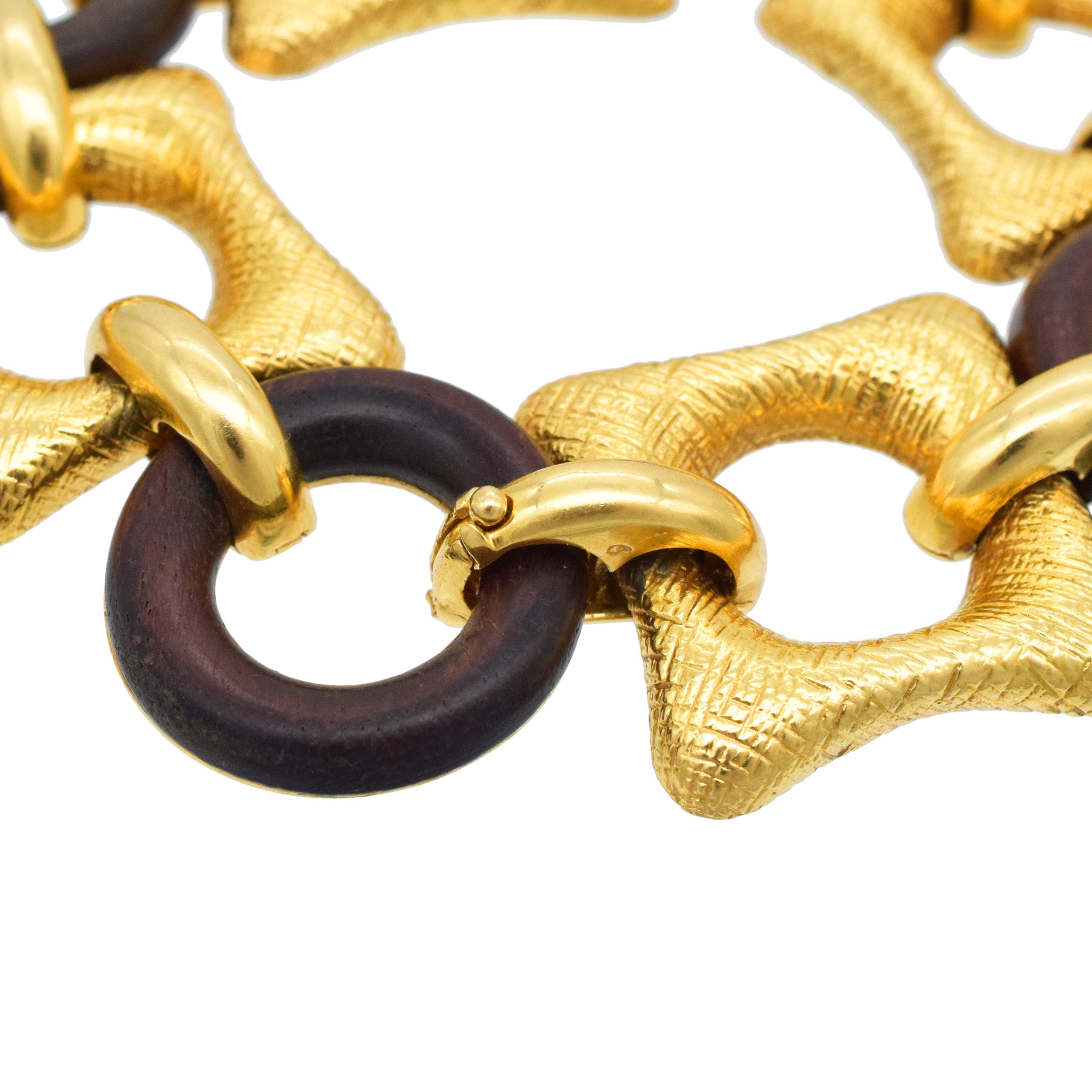 Van Cleef & Arpels Wood And Textured 18k Yellow Gold Bracelet