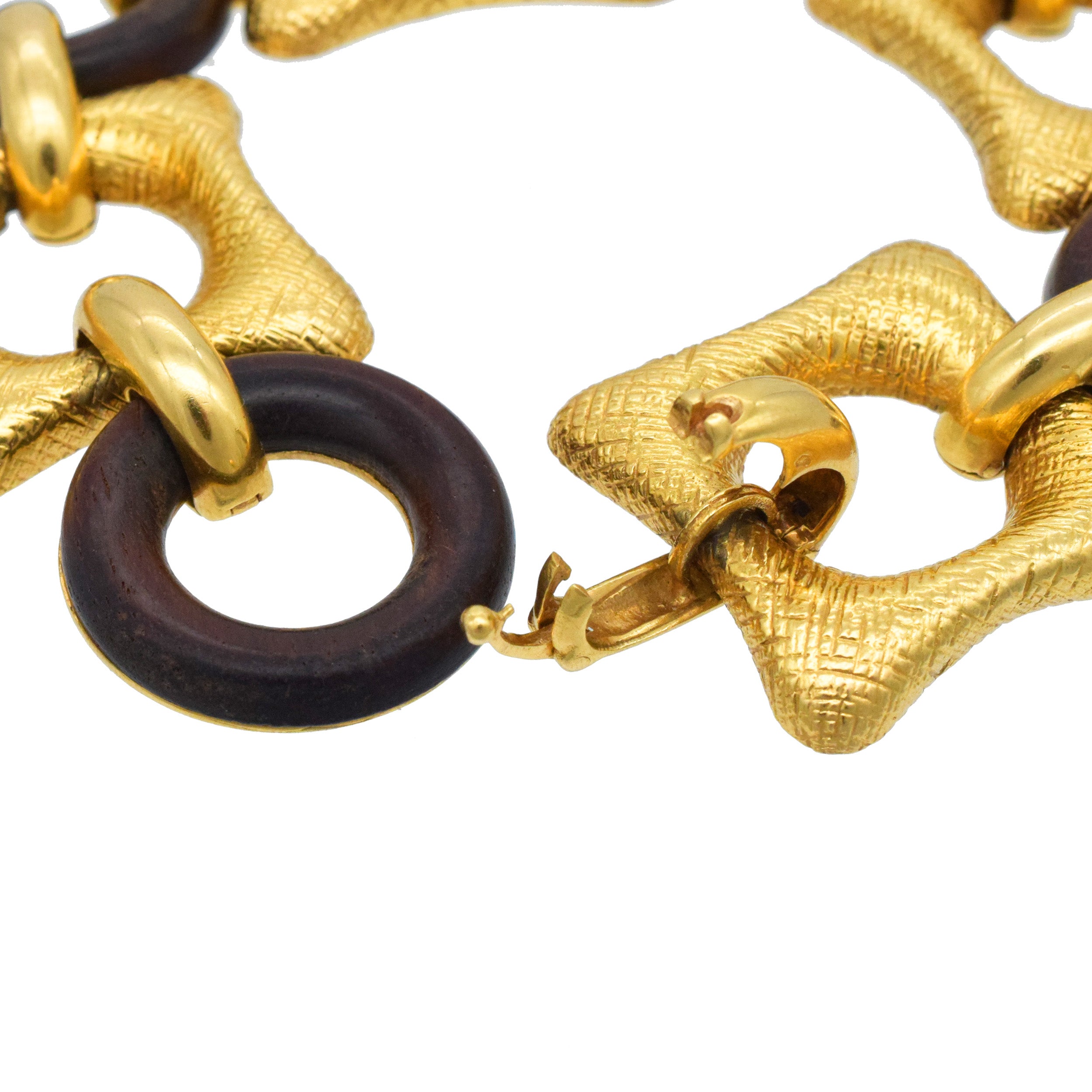 Van Cleef & Arpels Wood And Textured 18k Yellow Gold Bracelet
