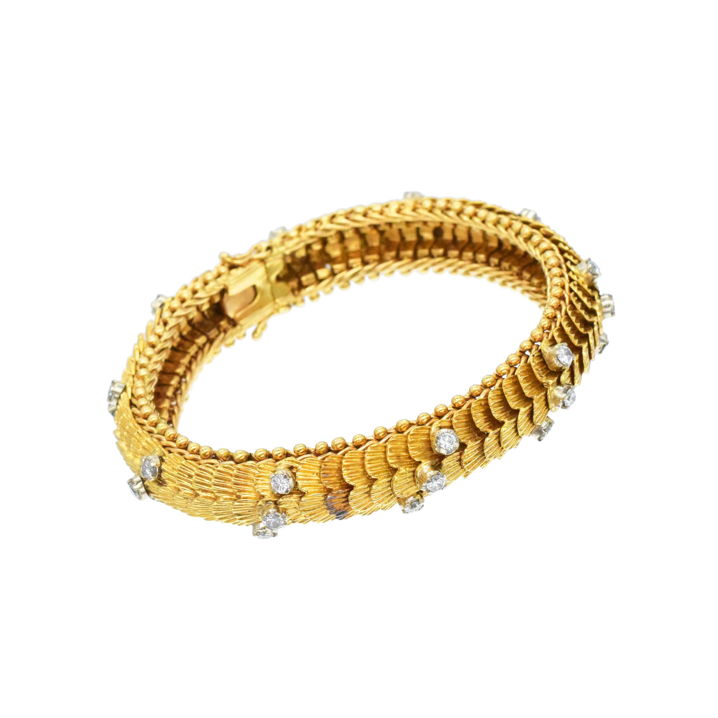 18k Yellow Gold And Diamond Dragon Scales Bracelet