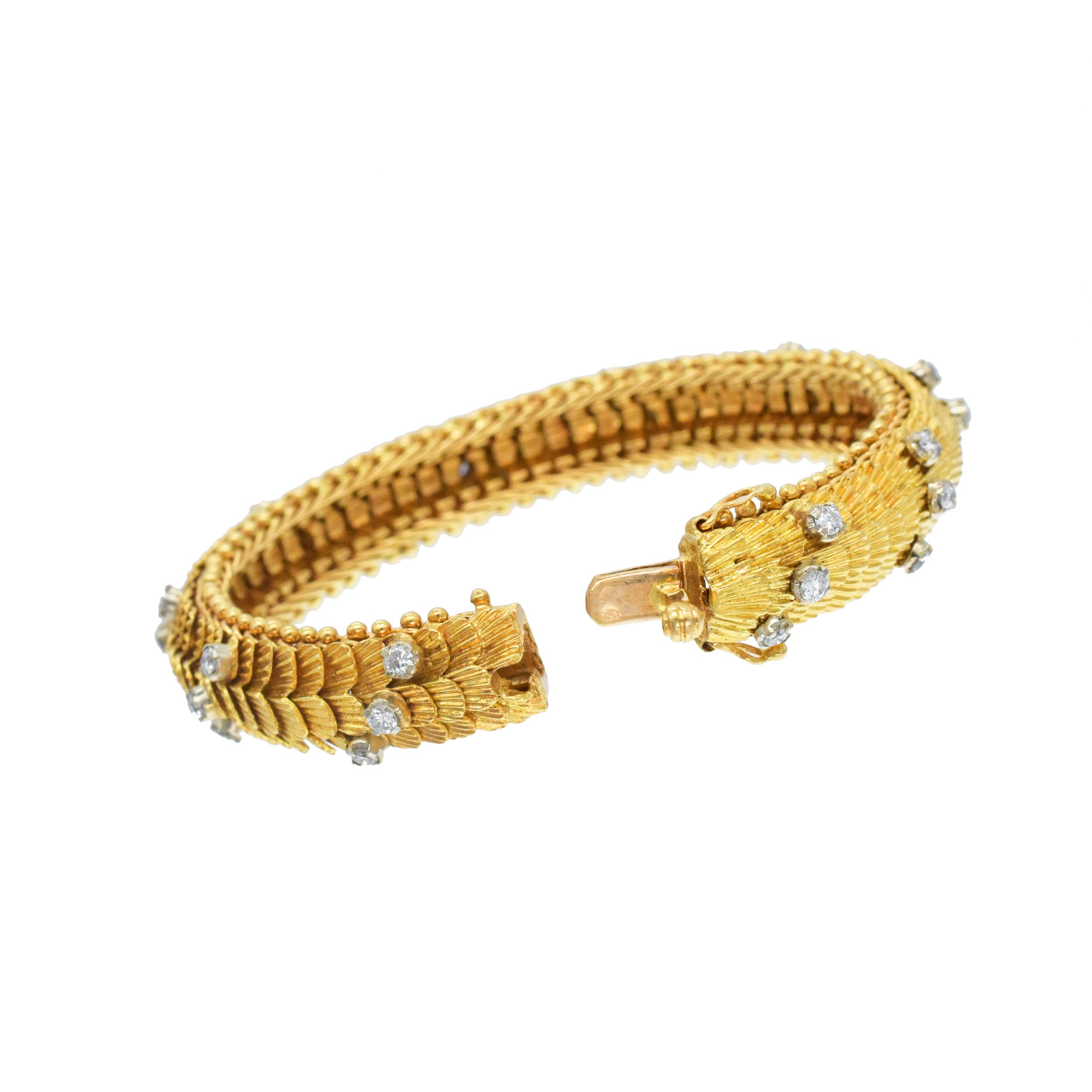 18k Yellow Gold And Diamond Dragon Scales Bracelet
