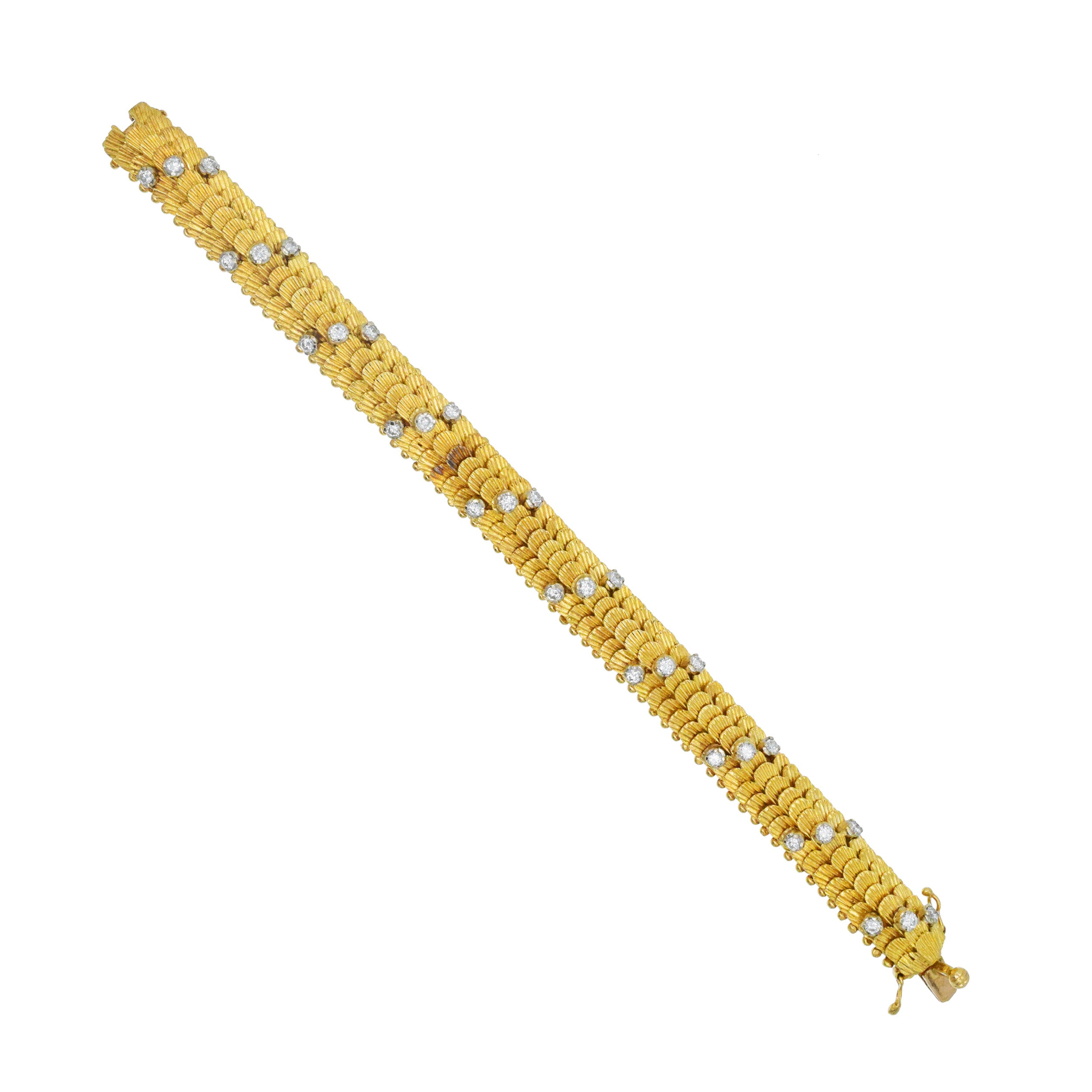 18k Yellow Gold And Diamond Dragon Scales Bracelet