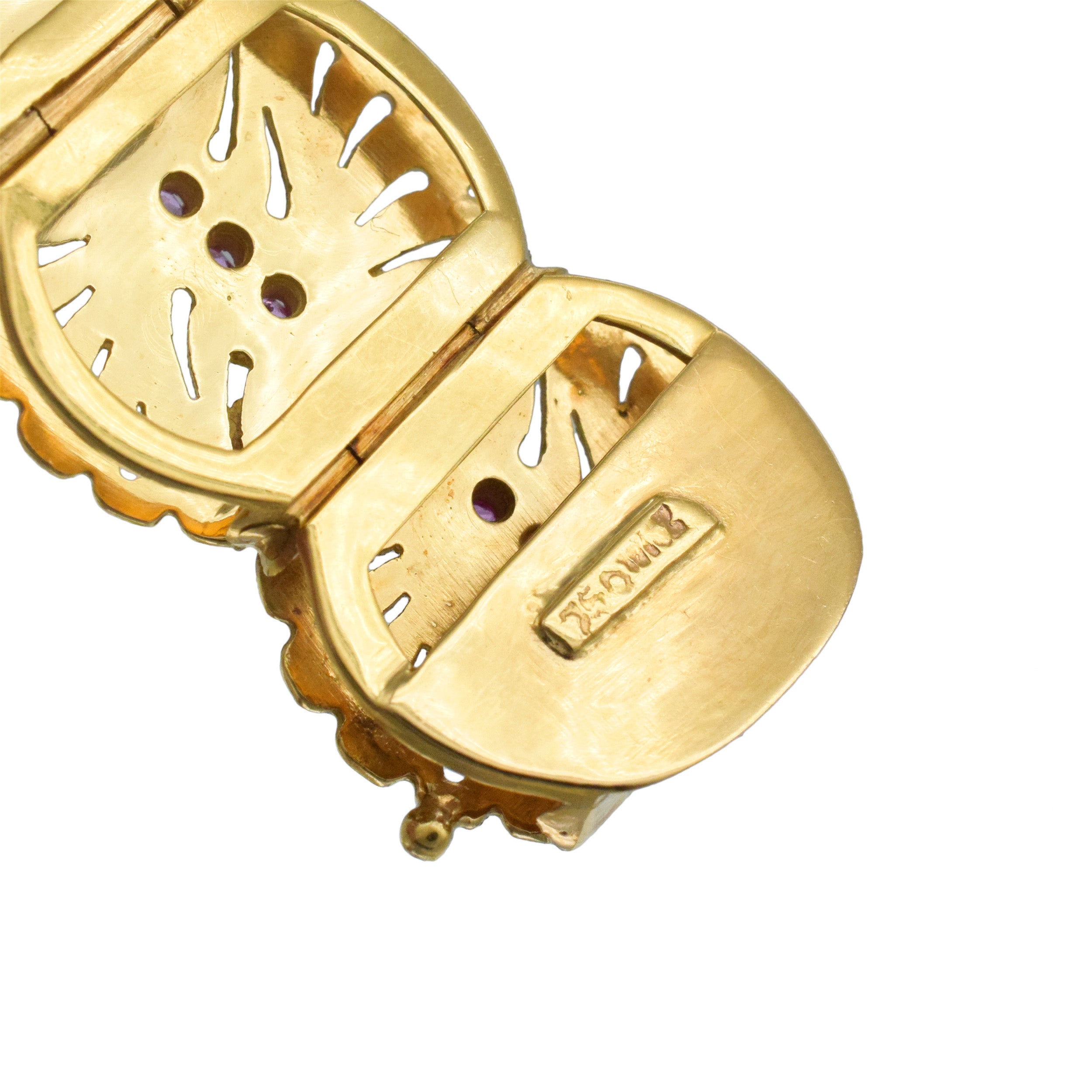 Ruby Foliage Motif Bracelet In 18k Yellow Gold
