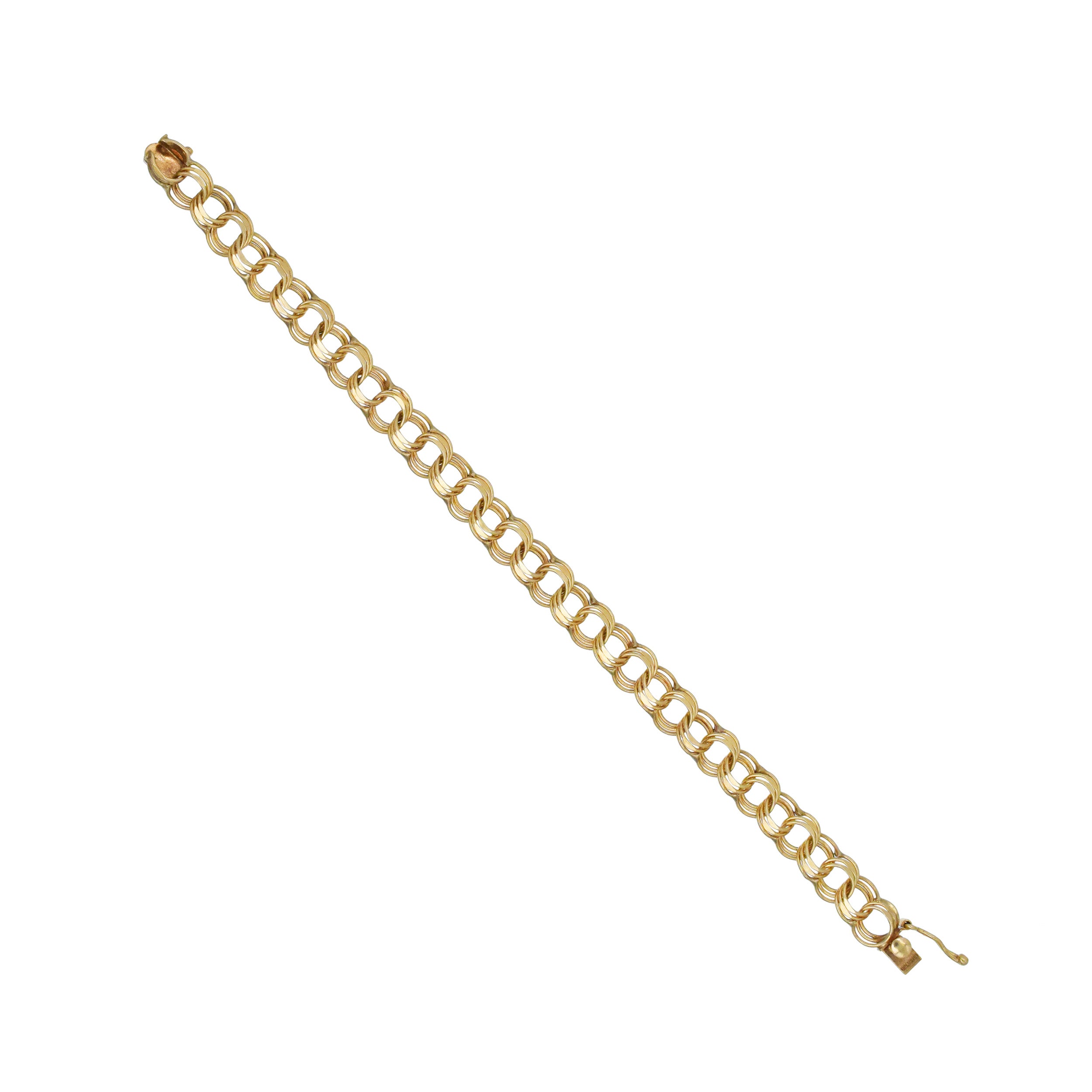 14k Yellow Gold Triple Link Charm Bracelet