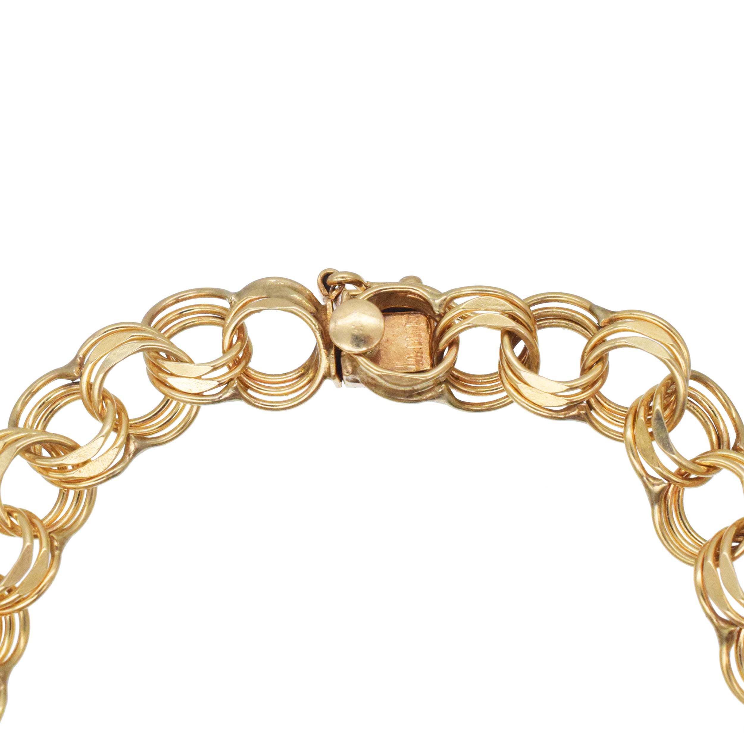 14k Yellow Gold Triple Link Charm Bracelet