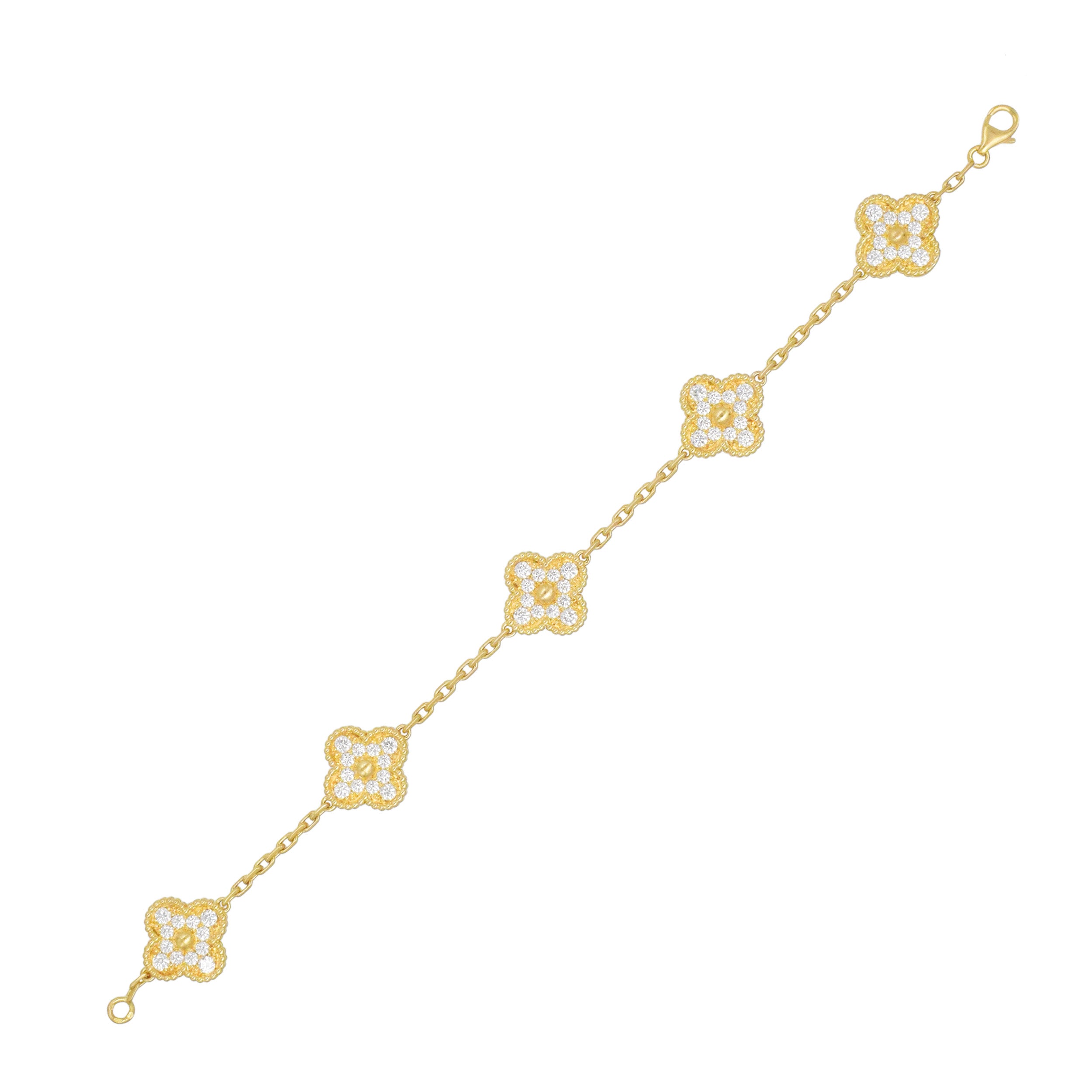 Van Cleef & Arpels Diamond Vintage Alhambra Bracelet In 18k Yellow Gold