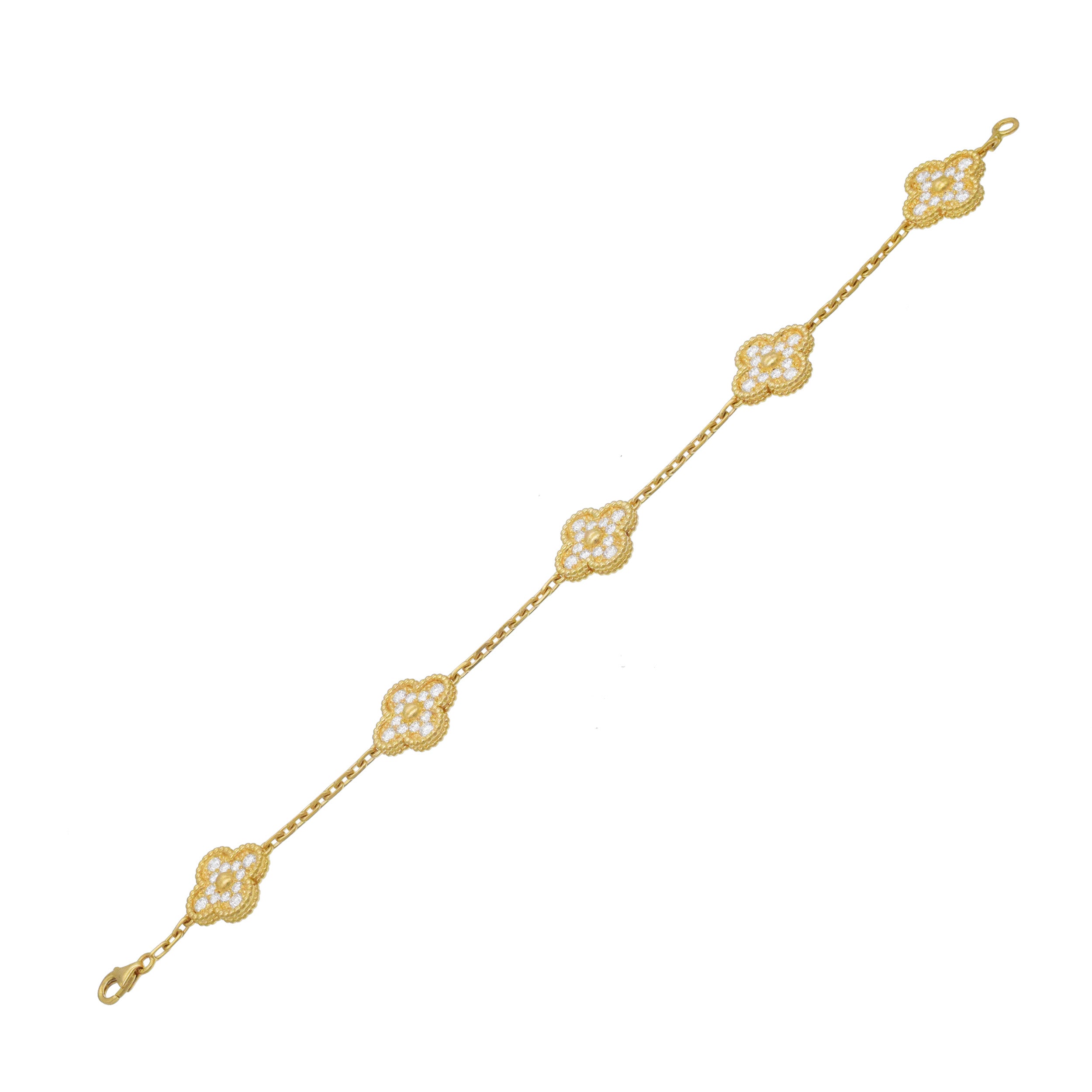 Van Cleef & Arpels Diamond Vintage Alhambra Bracelet In 18k Yellow Gold