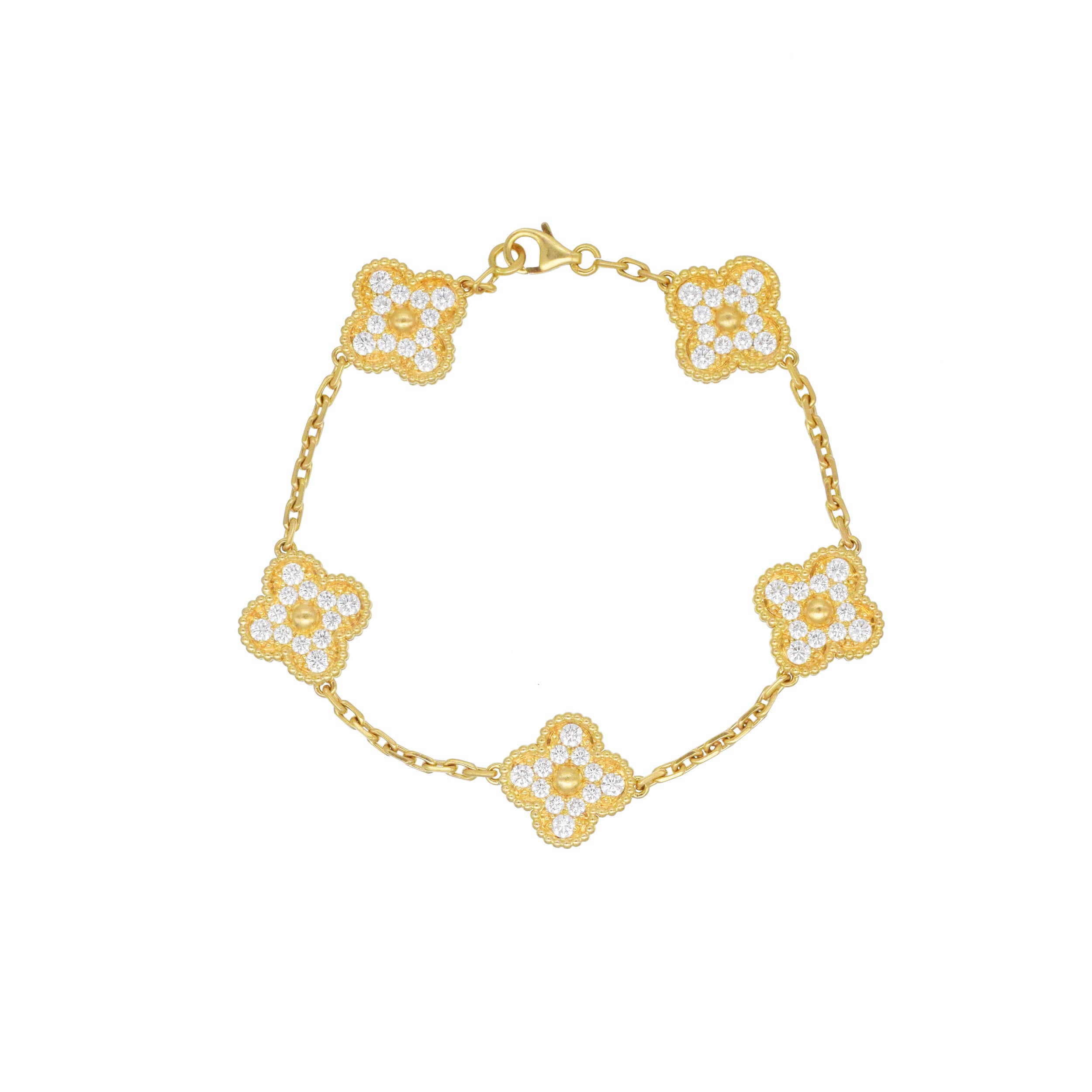 Van Cleef & Arpels Diamond Vintage Alhambra Bracelet In 18k Yellow Gold