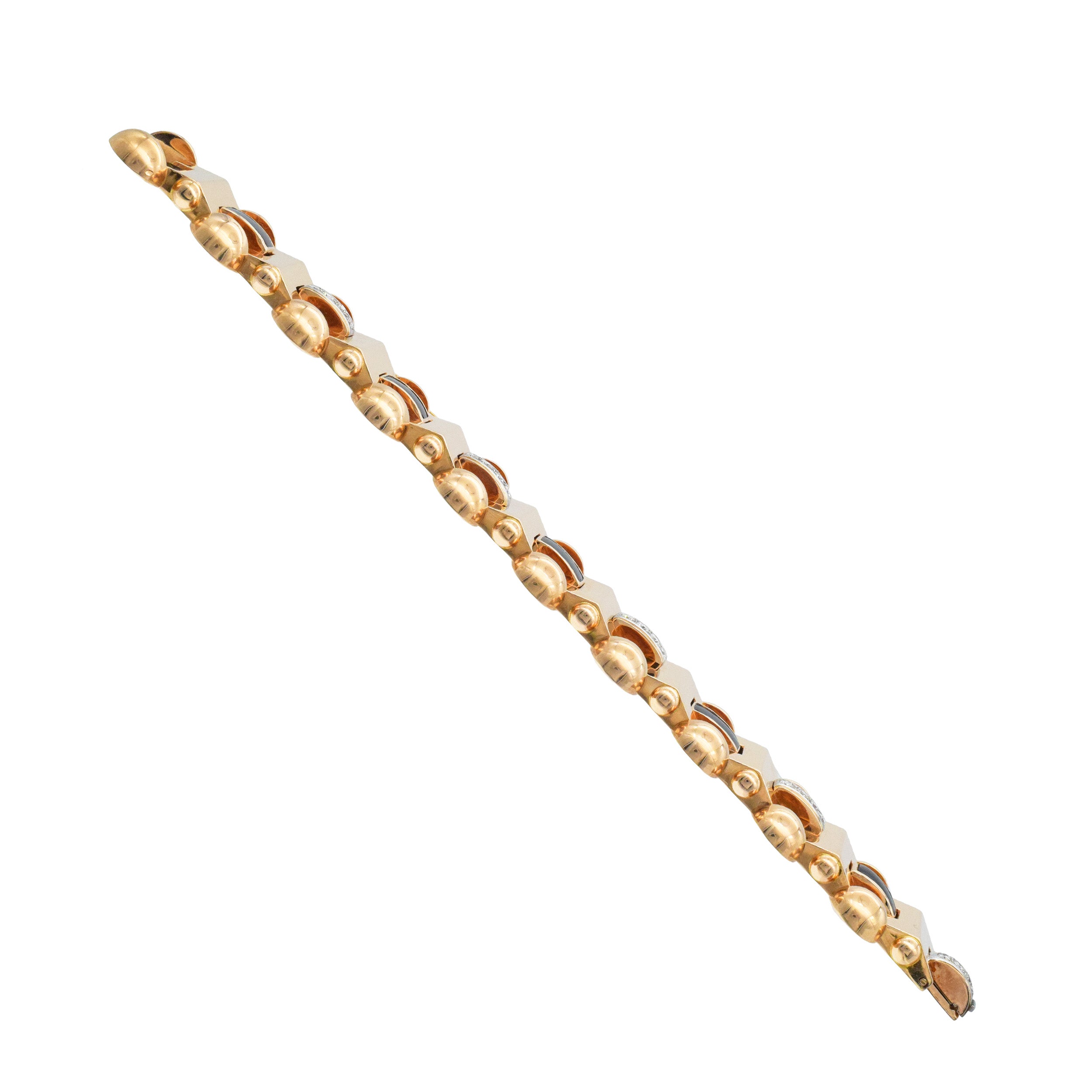 Retro Diamond And Onyx Statement Bracelet In 18k Rose Gold