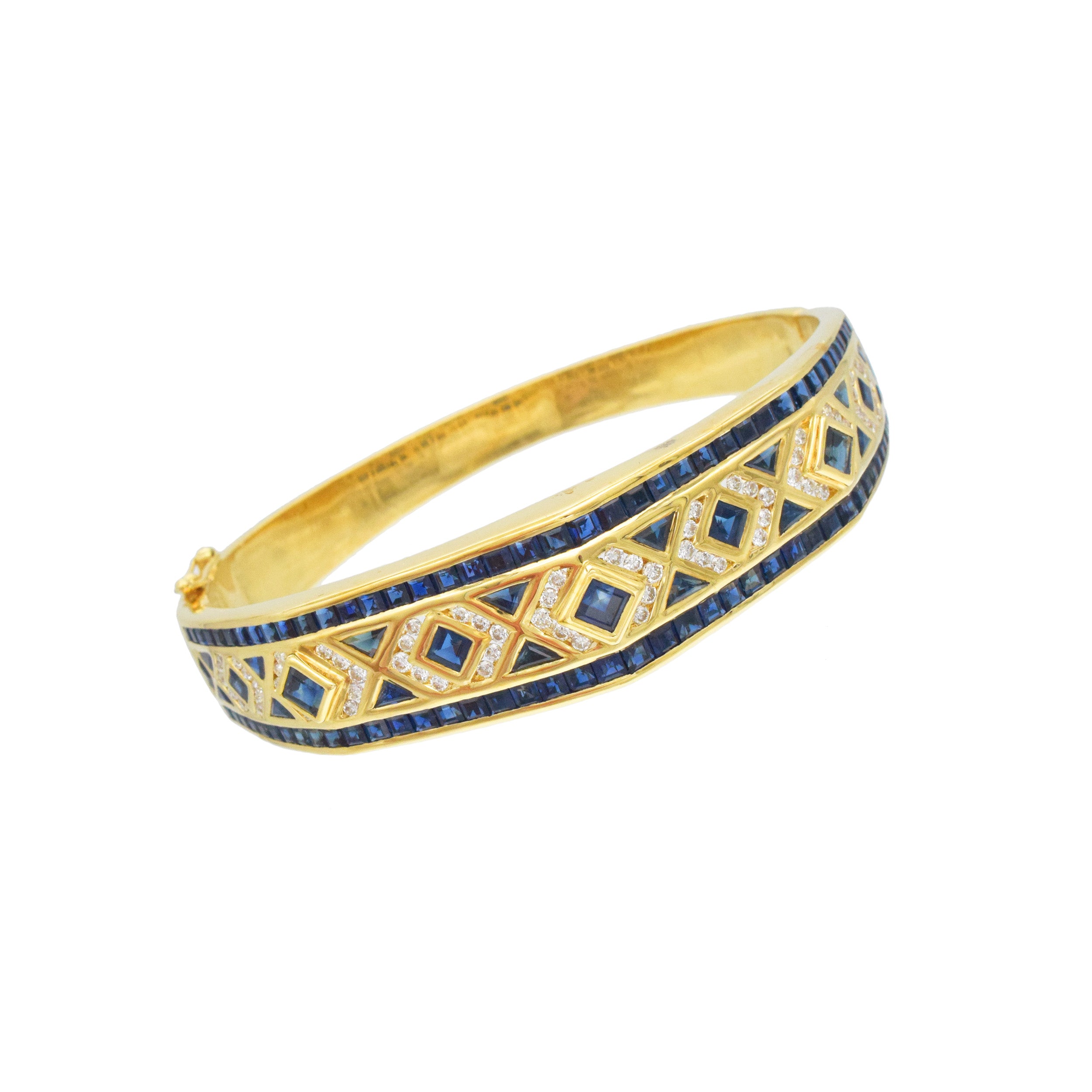 Levian Sapphire And Diamond Bangle Bracelet In 18k Yellow Gold