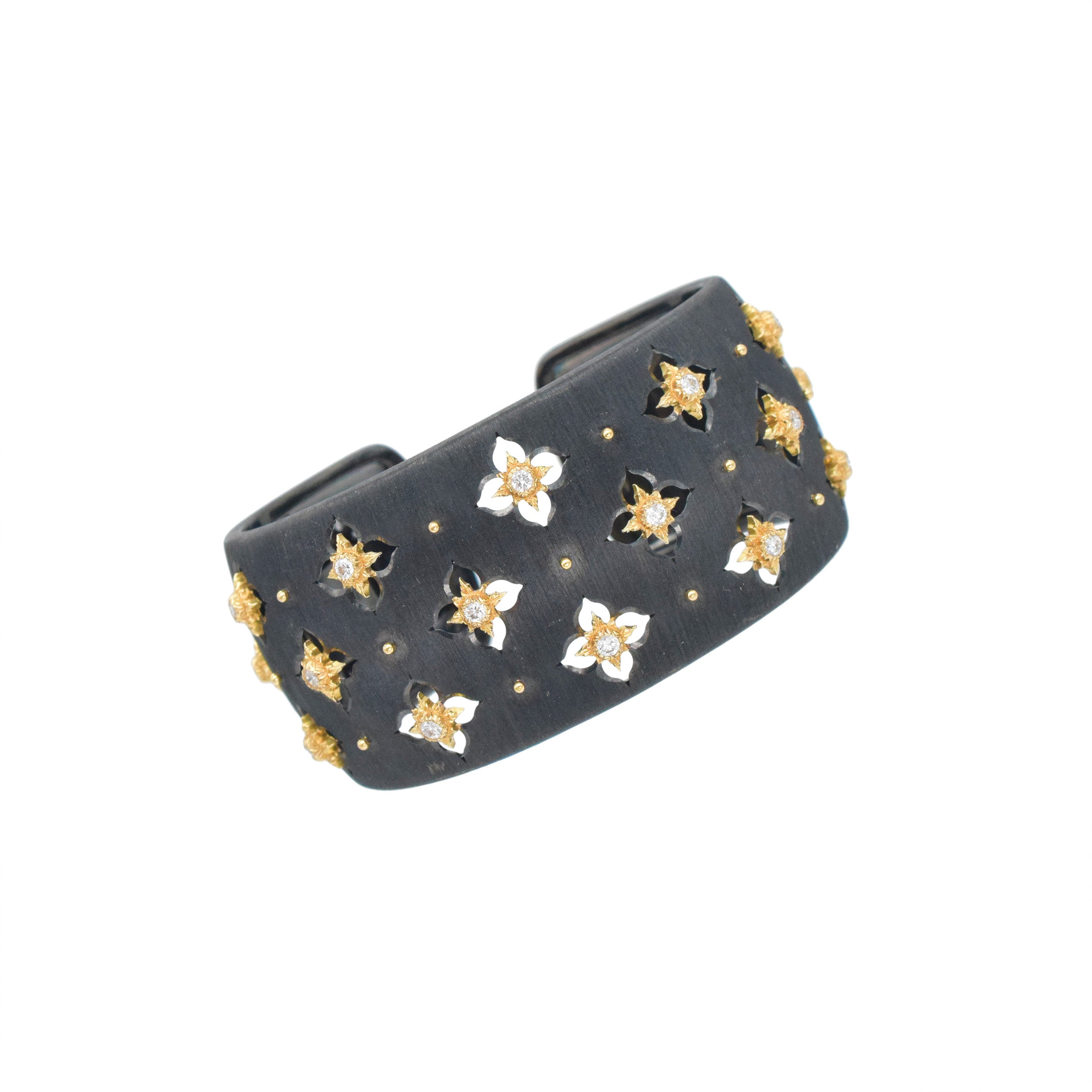 Buccellati 'Macri Giglio" Black Gold And Diamond Cuff Bracelet