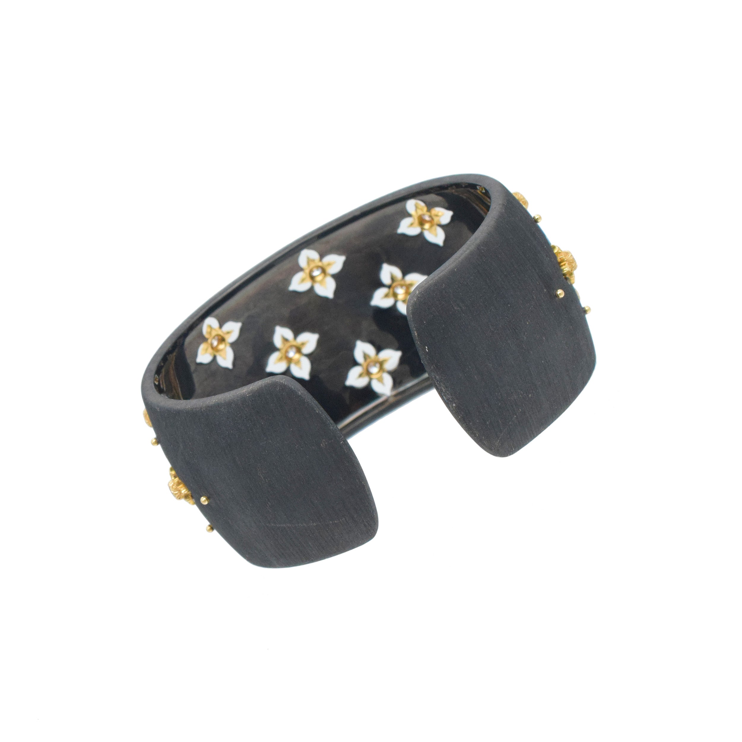 Buccellati 'Macri Giglio" Black Gold And Diamond Cuff Bracelet