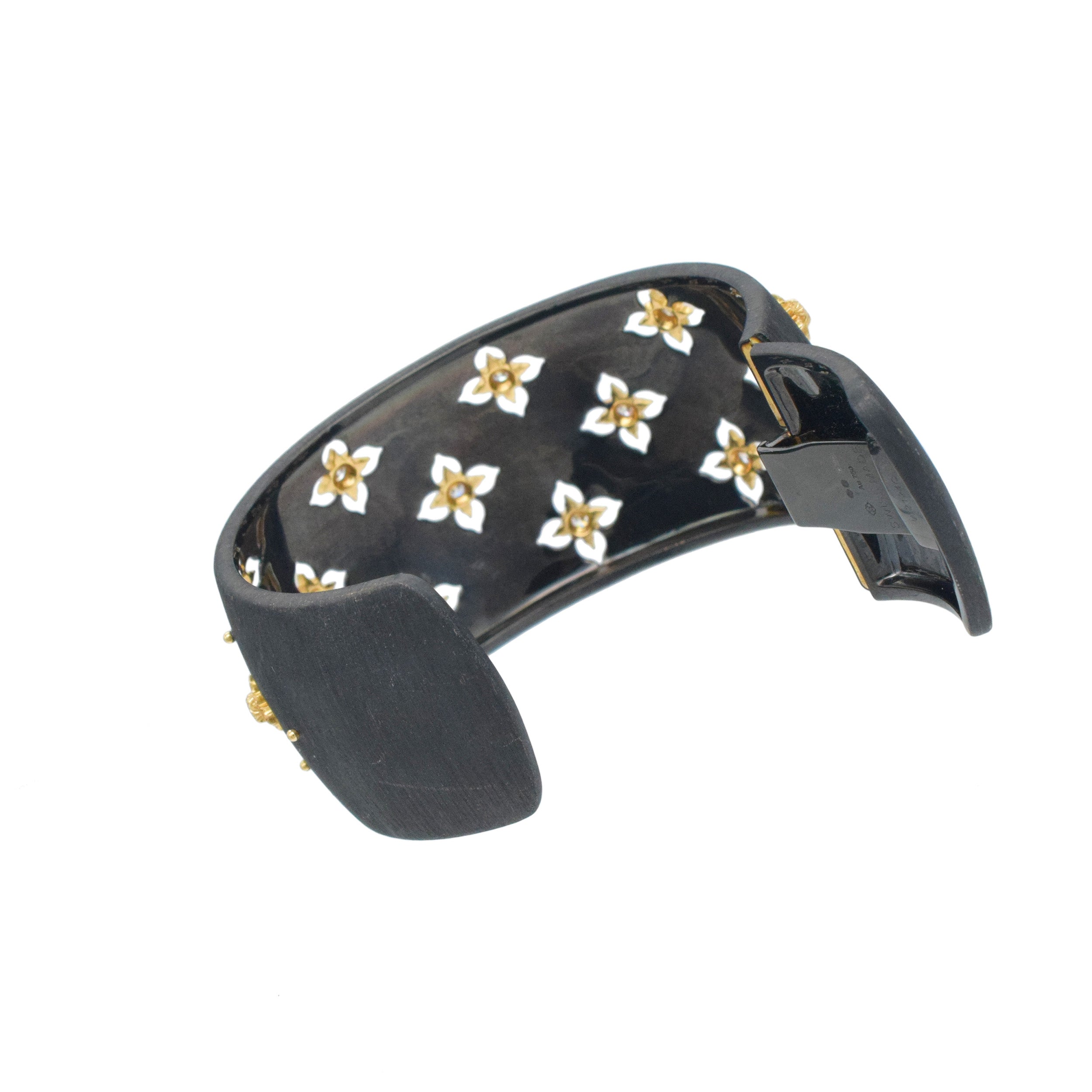 Buccellati 'Macri Giglio" Black Gold And Diamond Cuff Bracelet