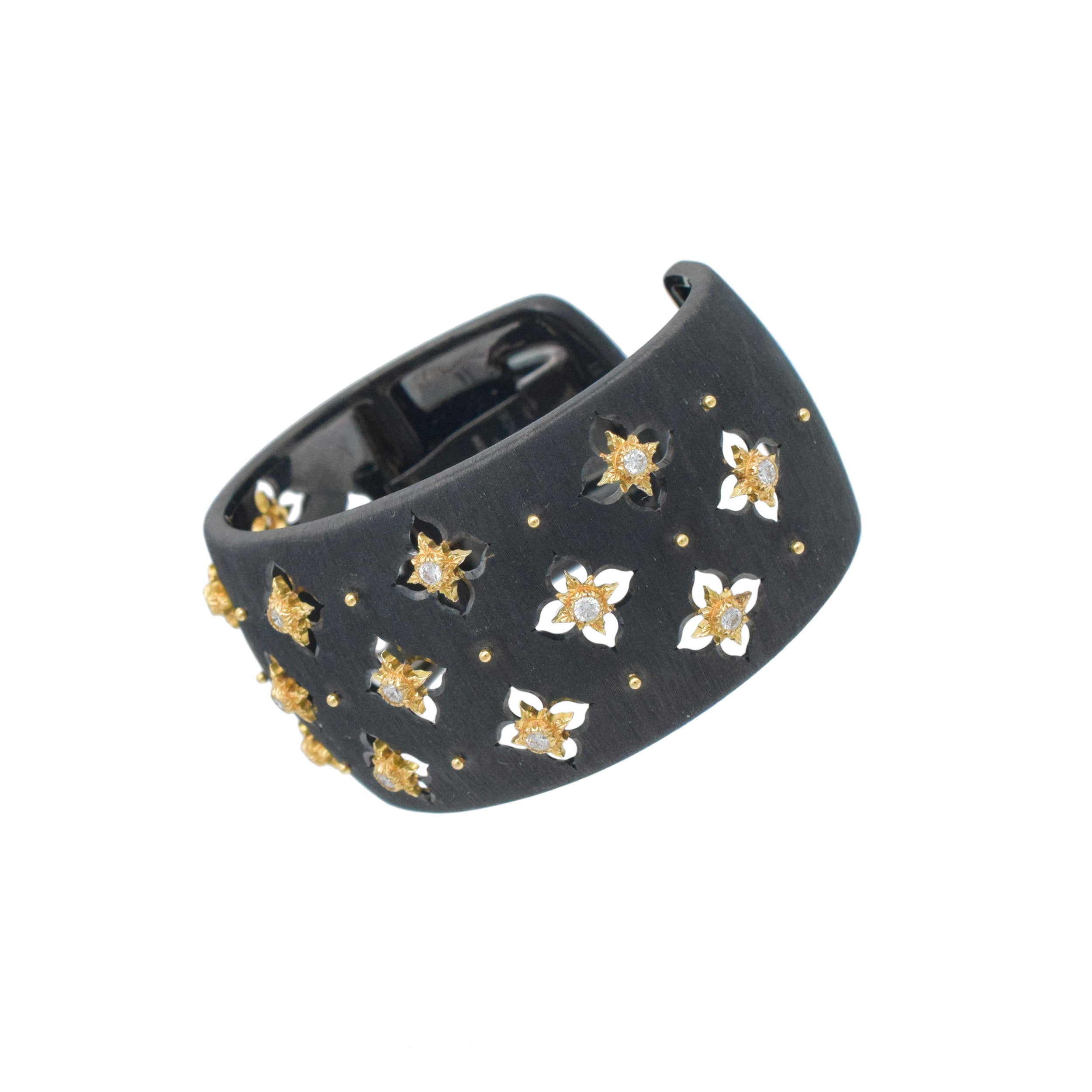 Buccellati 'Macri Giglio" Black Gold And Diamond Cuff Bracelet