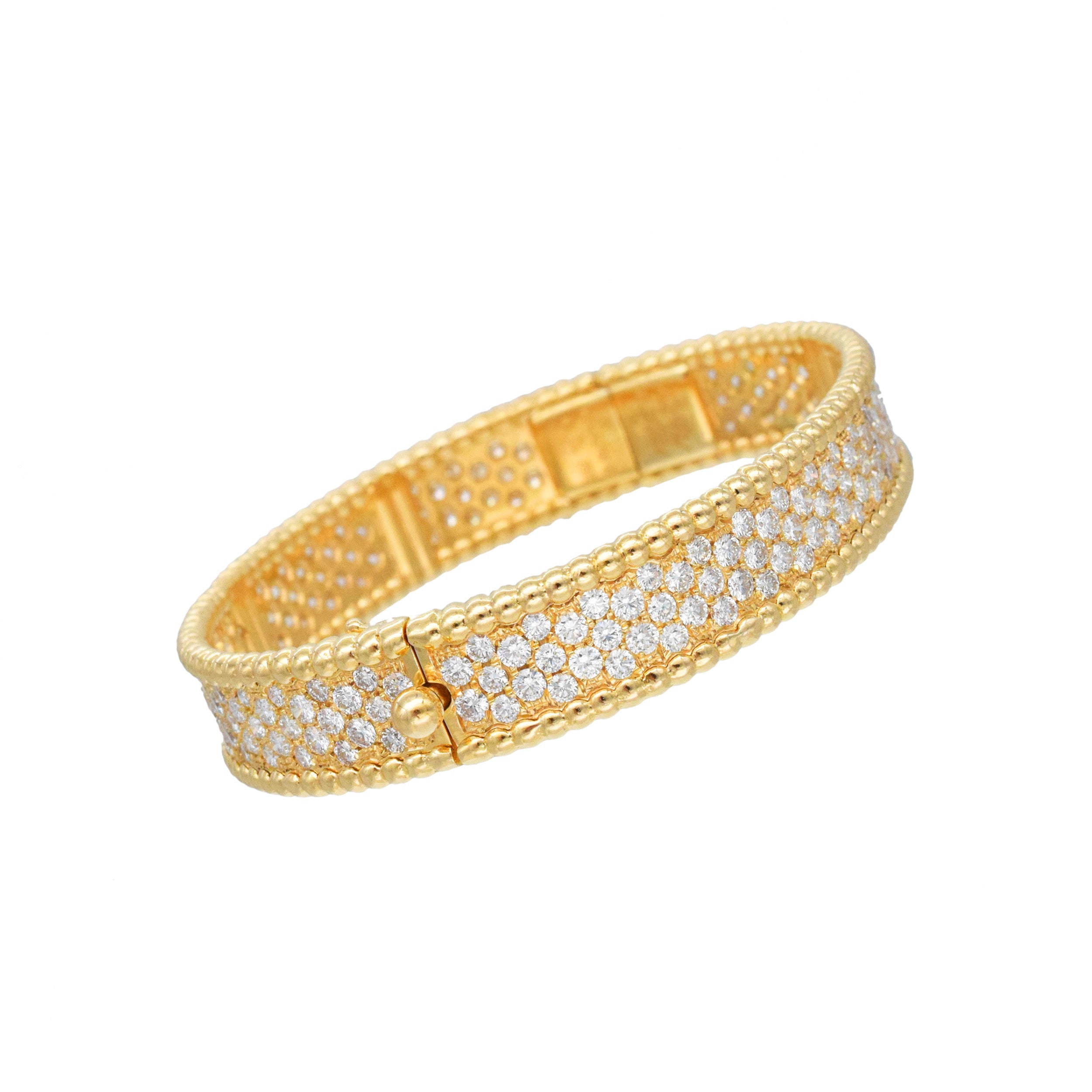 Van Cleef & Arpels Diamond Perlee Bracelet In 18k Yellow Gold