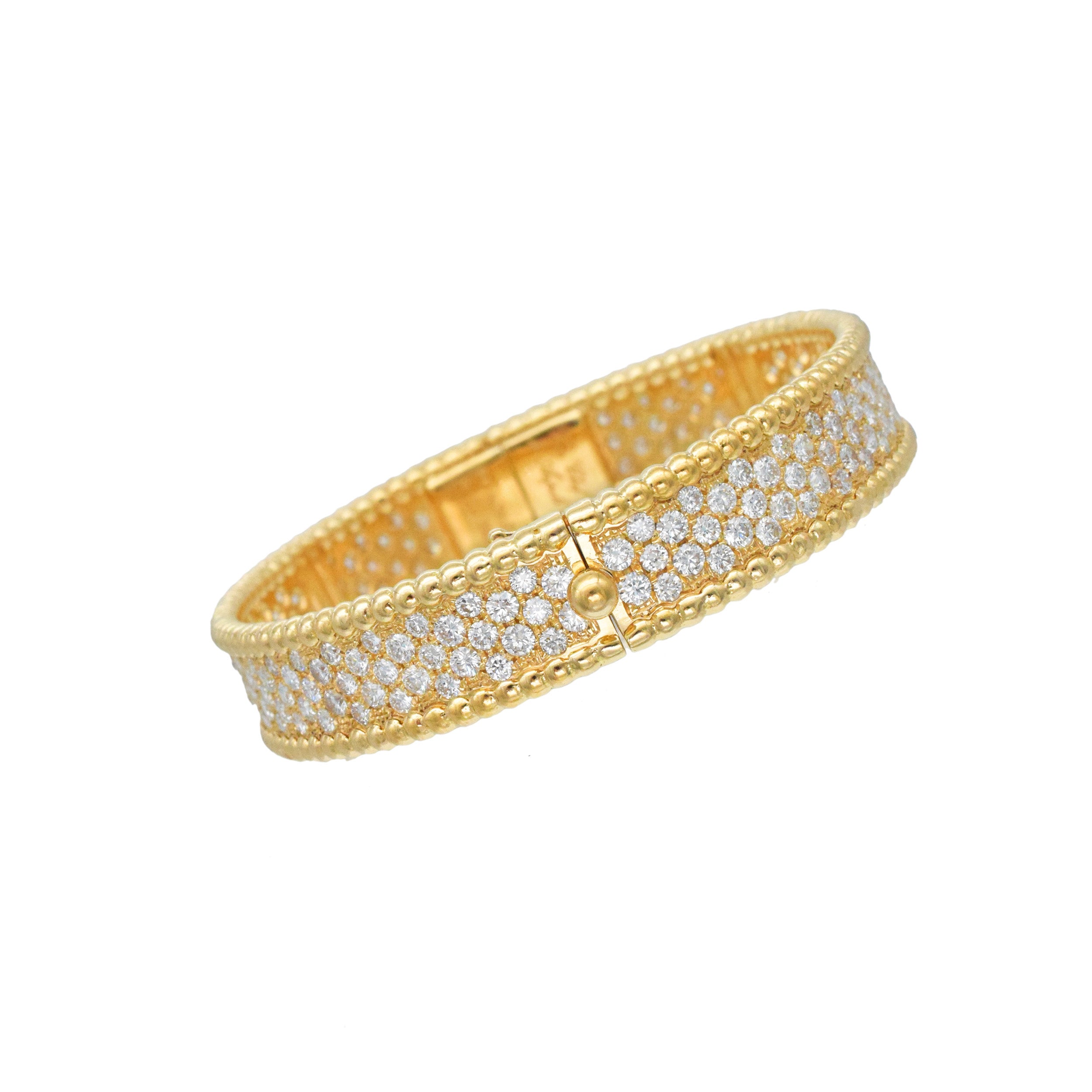 Van Cleef & Arpels Diamond Perlee Bracelet In 18k Yellow Gold