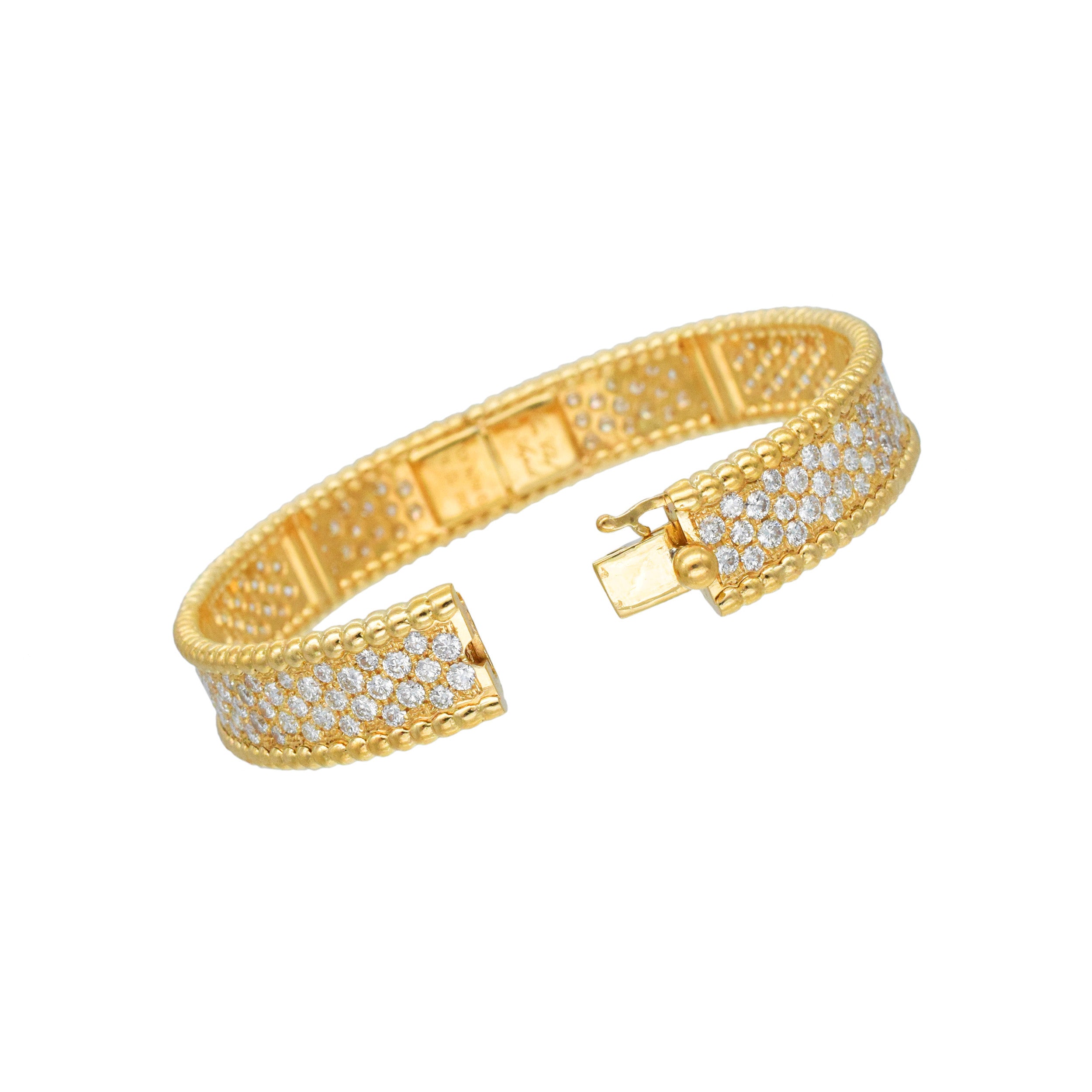 Van Cleef & Arpels Diamond Perlee Bracelet In 18k Yellow Gold
