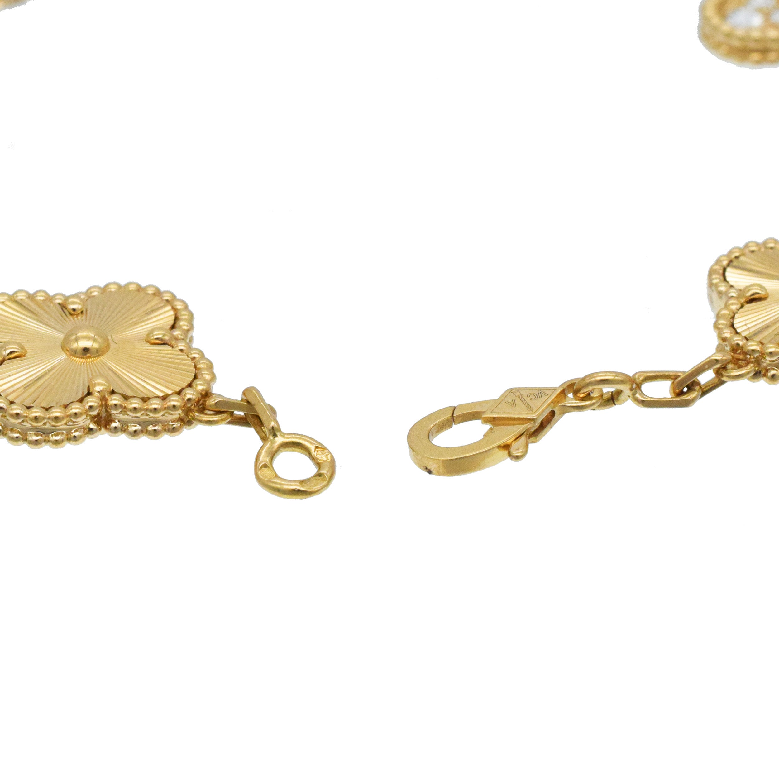 Van Cleef & Arpels Guiloche and diamond vintage Alhambra bracelet in 18k yellow gold