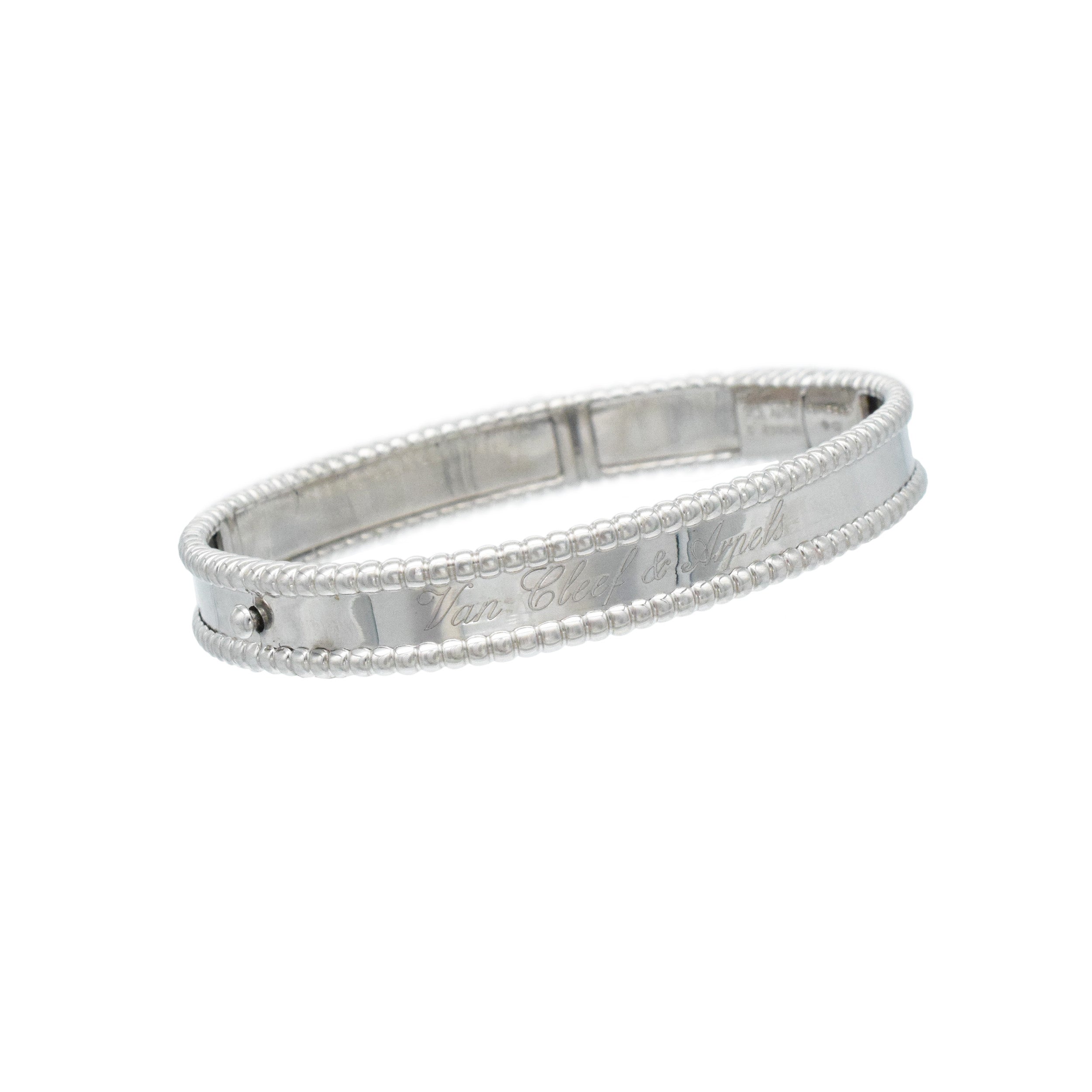 Van Cleef & Arpels Perlee Bangle Bracelet In 18k White Gold