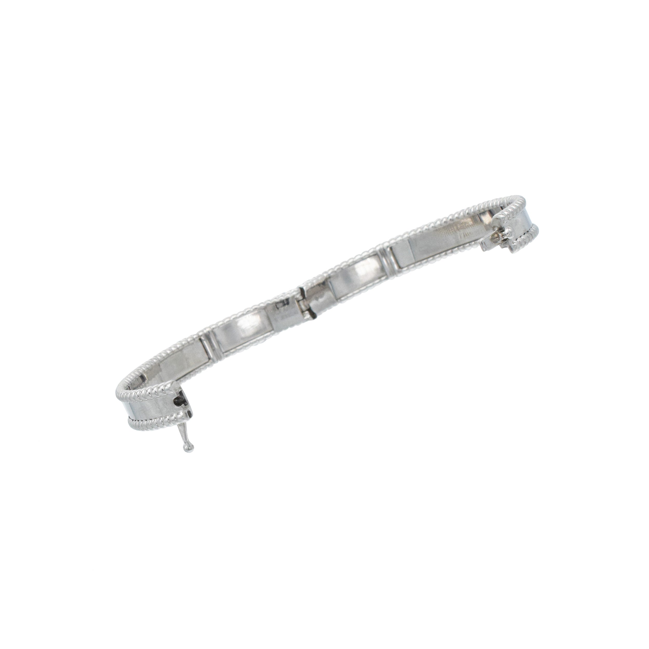 Van Cleef & Arpels Perlee Bangle Bracelet In 18k White Gold