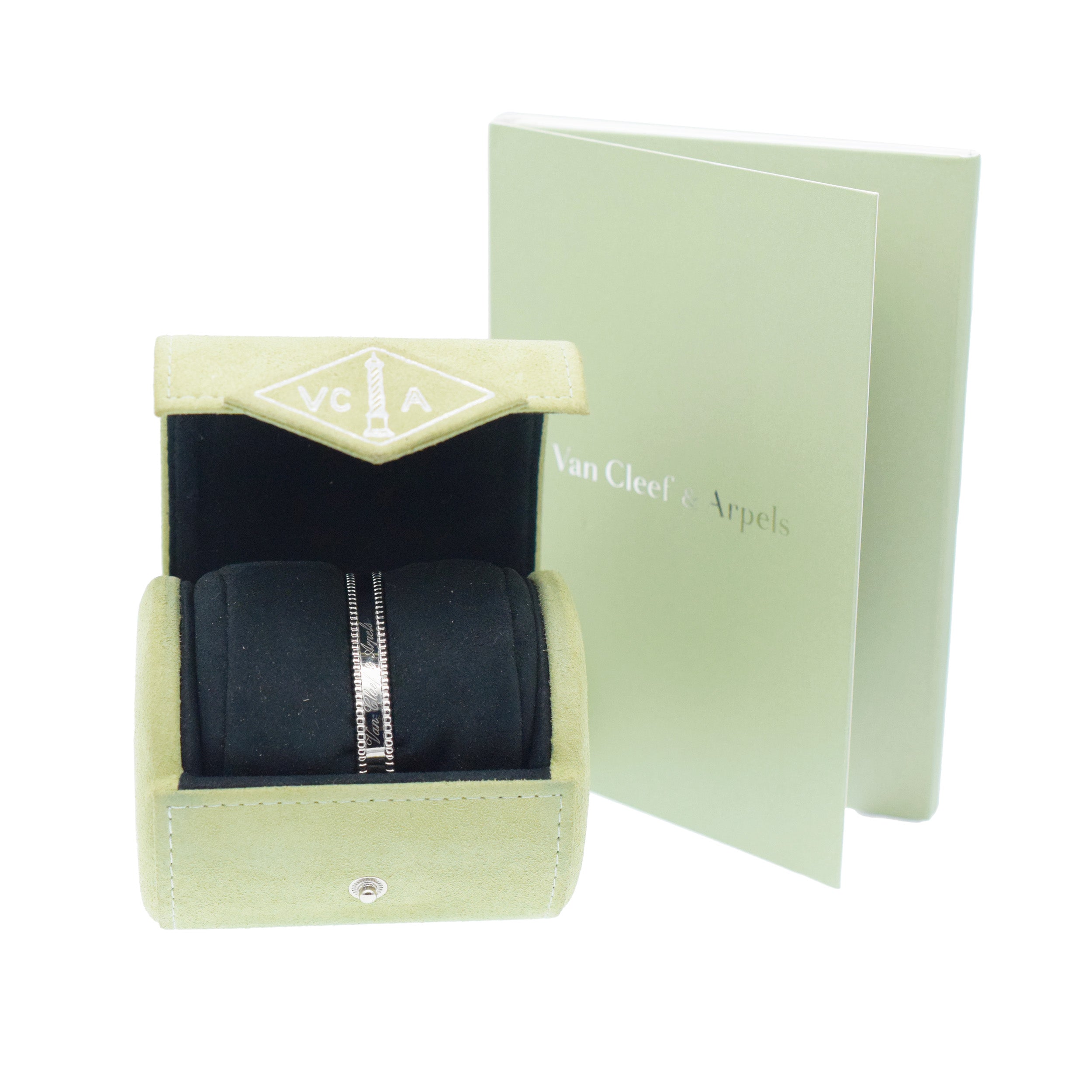Van Cleef & Arpels Perlee Bangle Bracelet In 18k White Gold