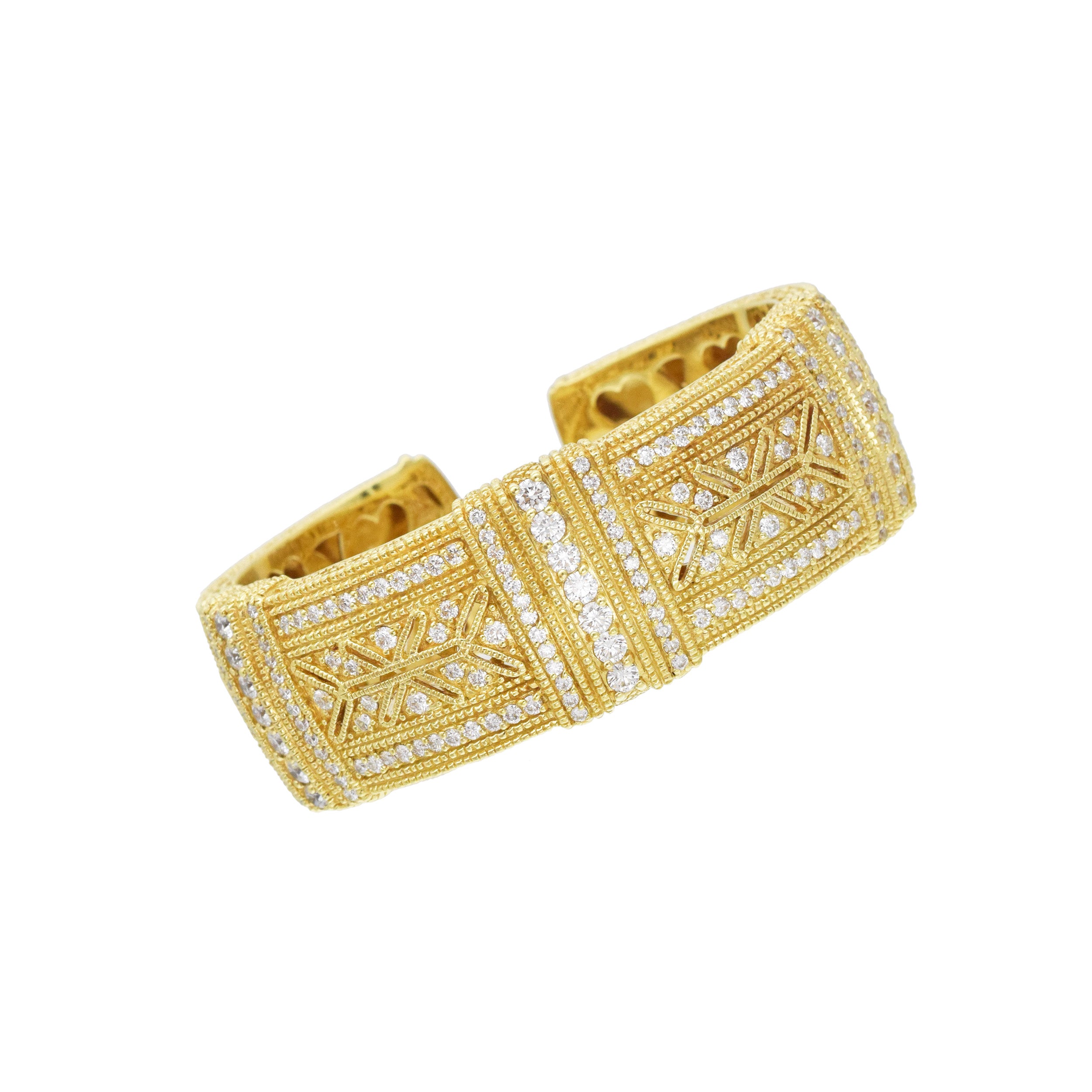 Judith Ripka Hinged Diamond Cuff Bracelet In 18k Yellow Gold