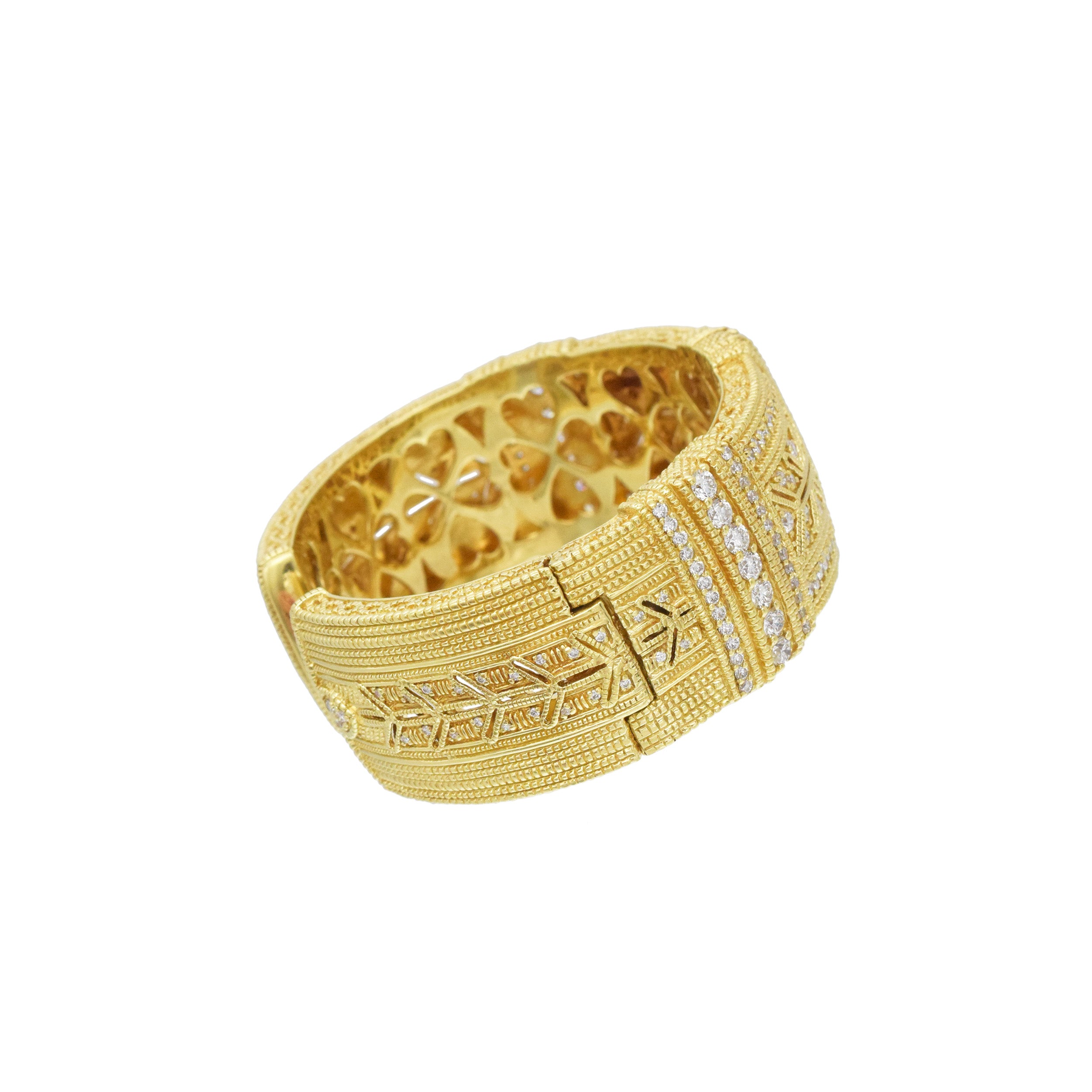 Judith Ripka Hinged Diamond Cuff Bracelet In 18k Yellow Gold