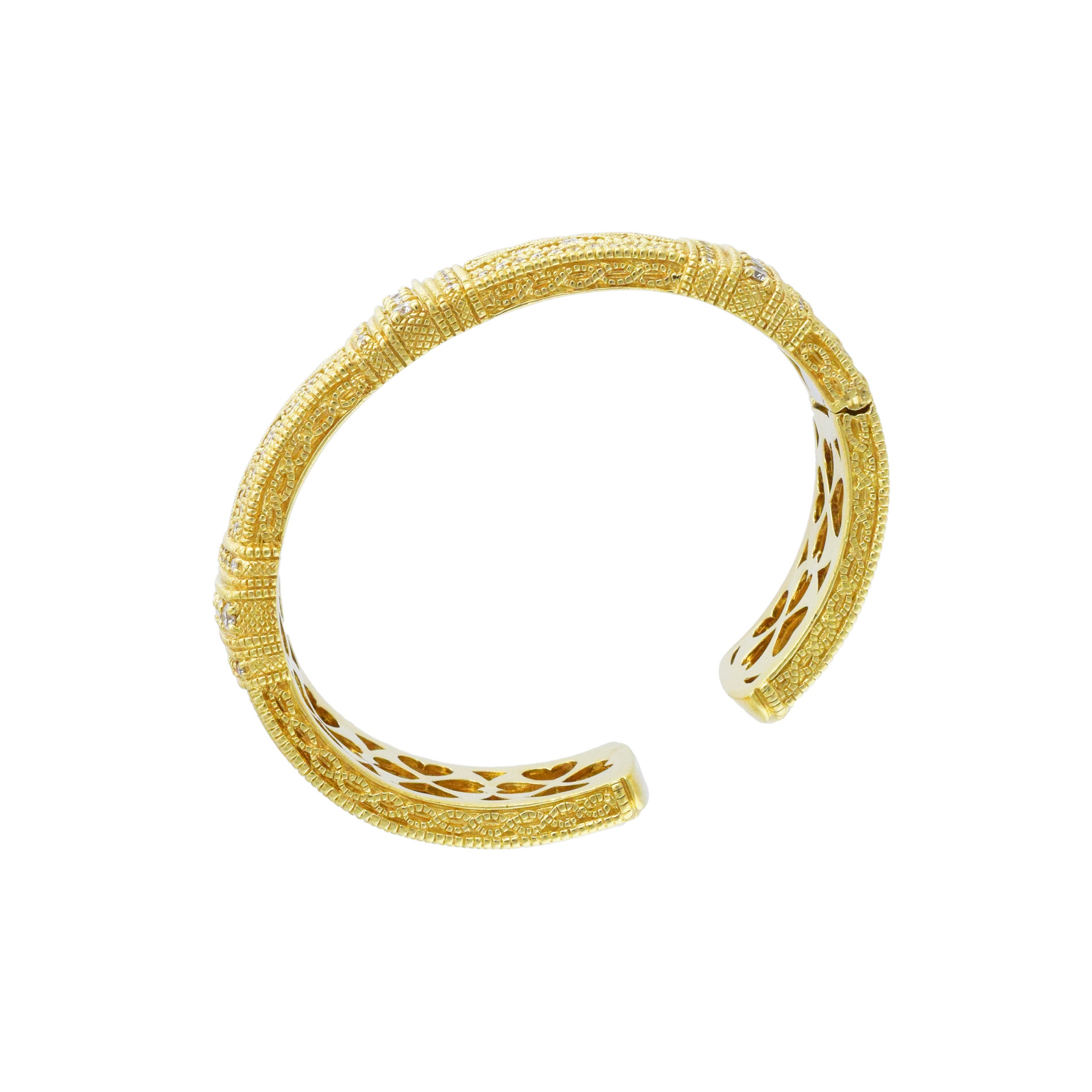 Judith Ripka Hinged Diamond Cuff Bracelet In 18k Yellow Gold