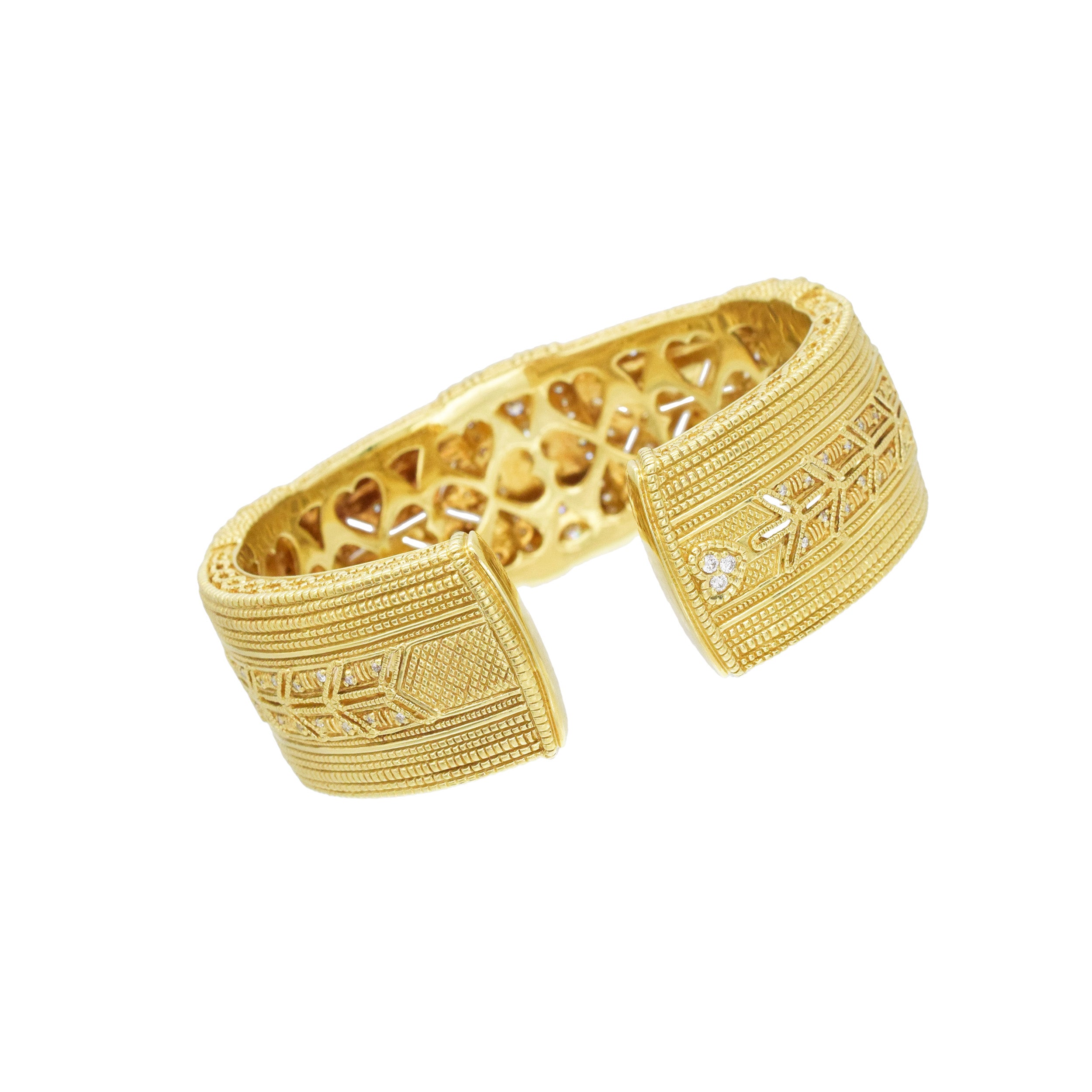 Judith Ripka Hinged Diamond Cuff Bracelet In 18k Yellow Gold