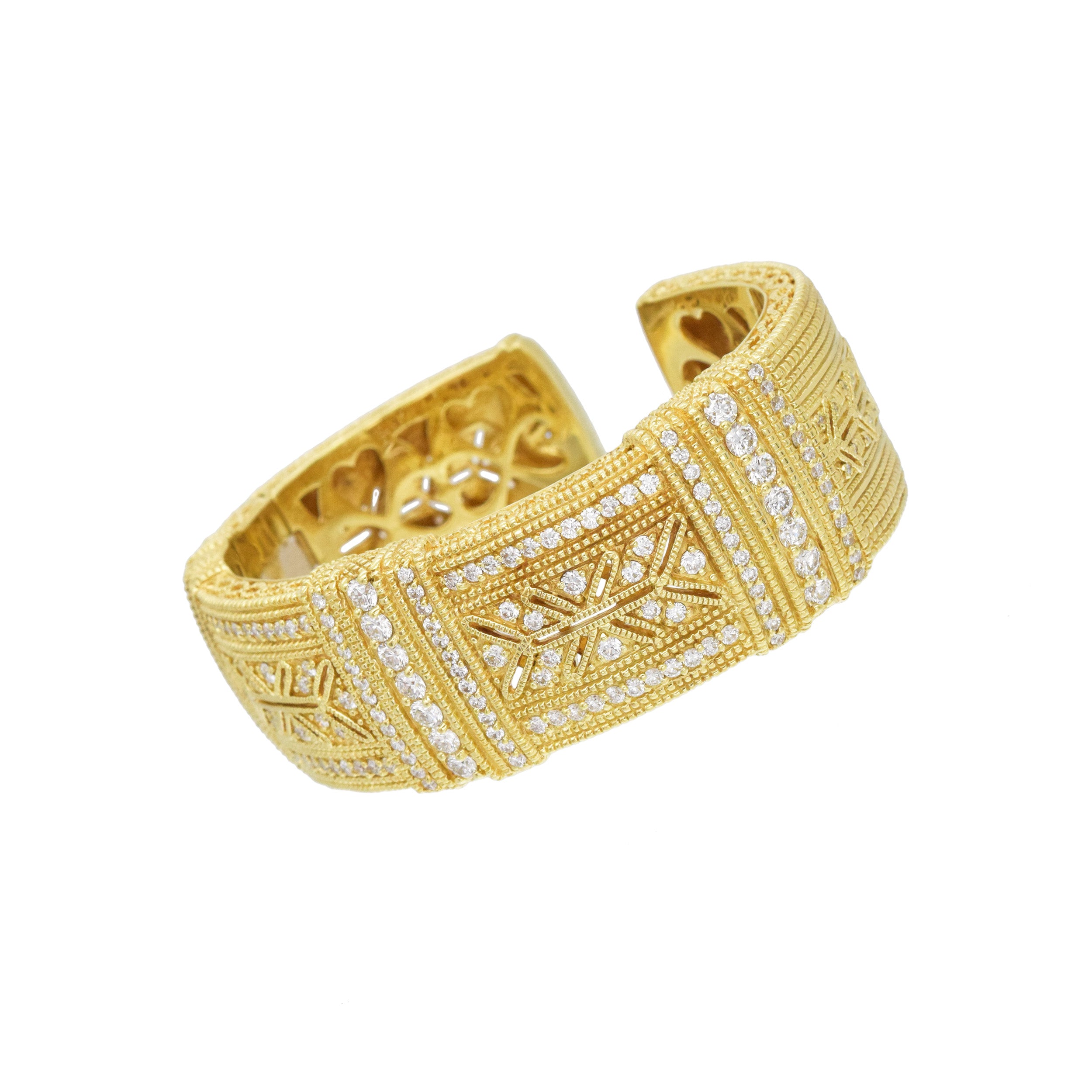 Judith Ripka Hinged Diamond Cuff Bracelet In 18k Yellow Gold