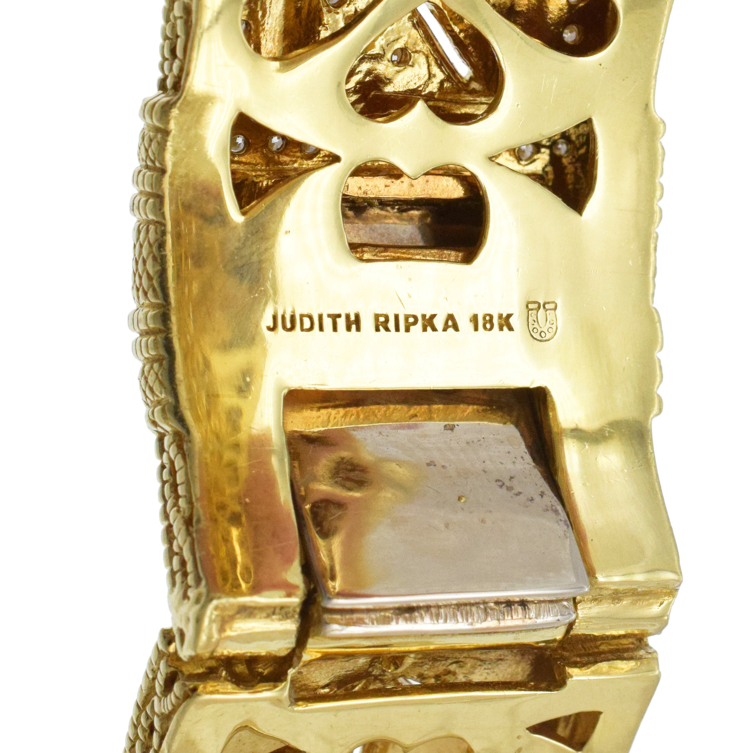 Judith Ripka Hinged Diamond Cuff Bracelet In 18k Yellow Gold