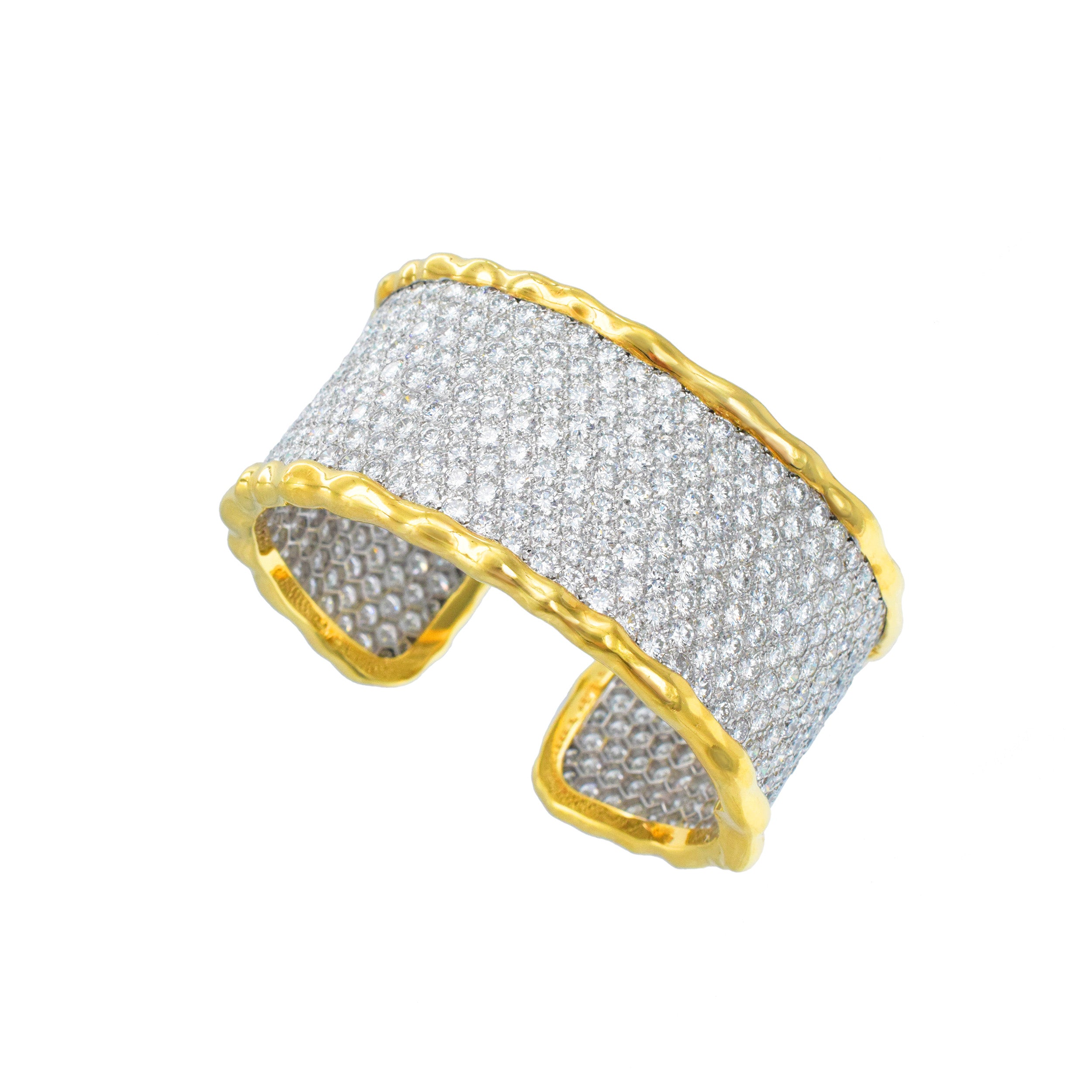 Van Cleef & Arpels Diamond Pave Bangle In 18k White And Yellow Gold