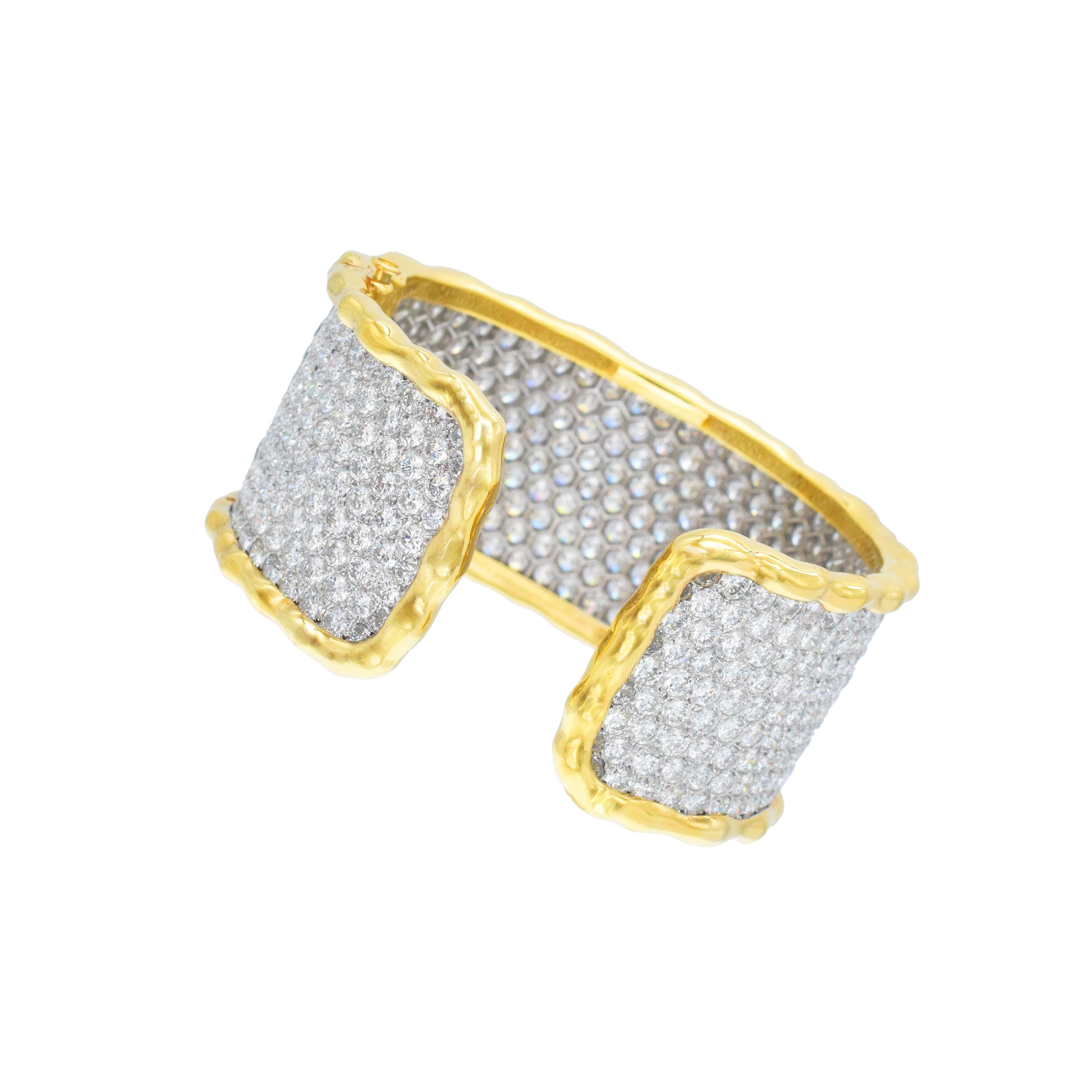 Van Cleef & Arpels Diamond Pave Bangle In 18k White And Yellow Gold