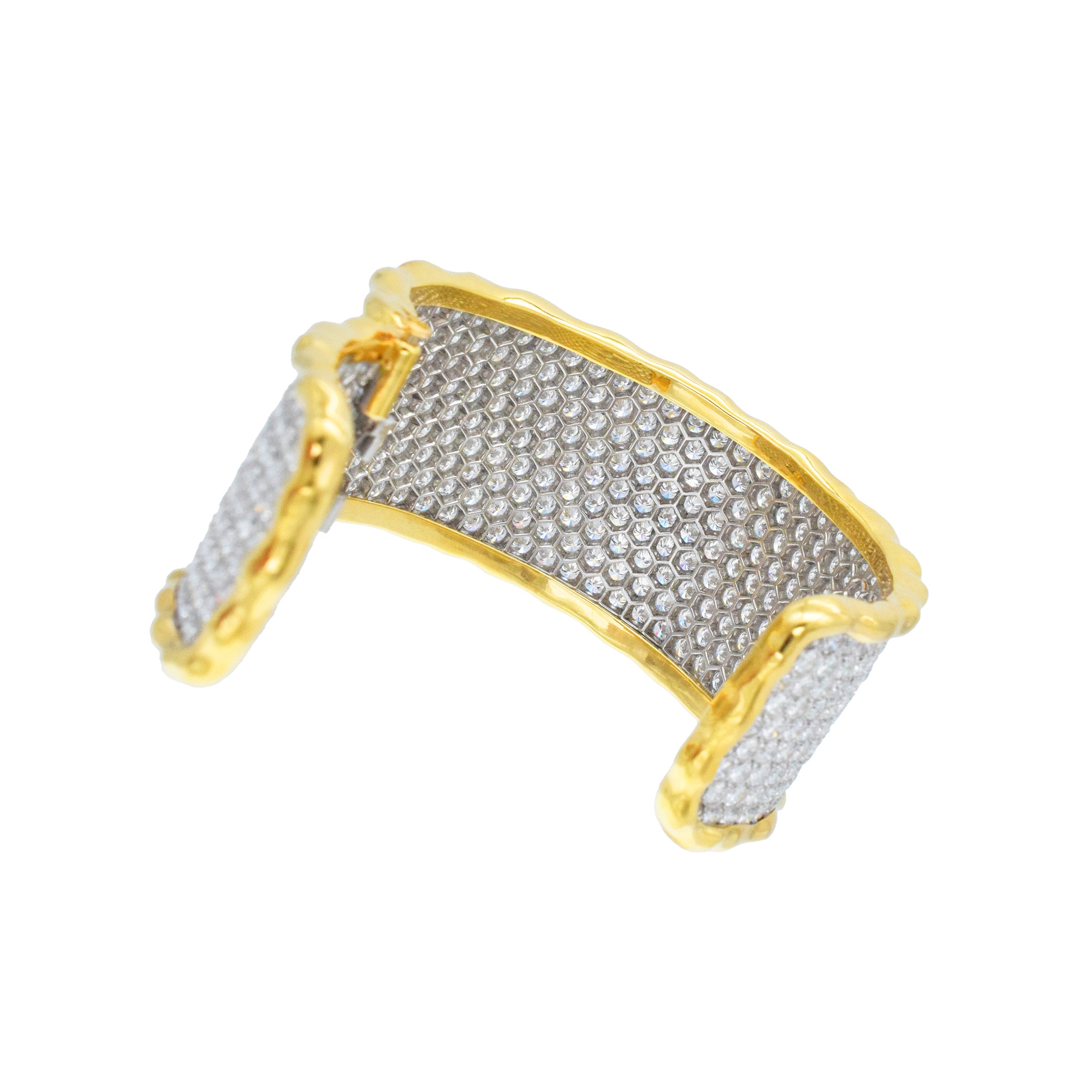Van Cleef & Arpels Diamond Pave Bangle In 18k White And Yellow Gold