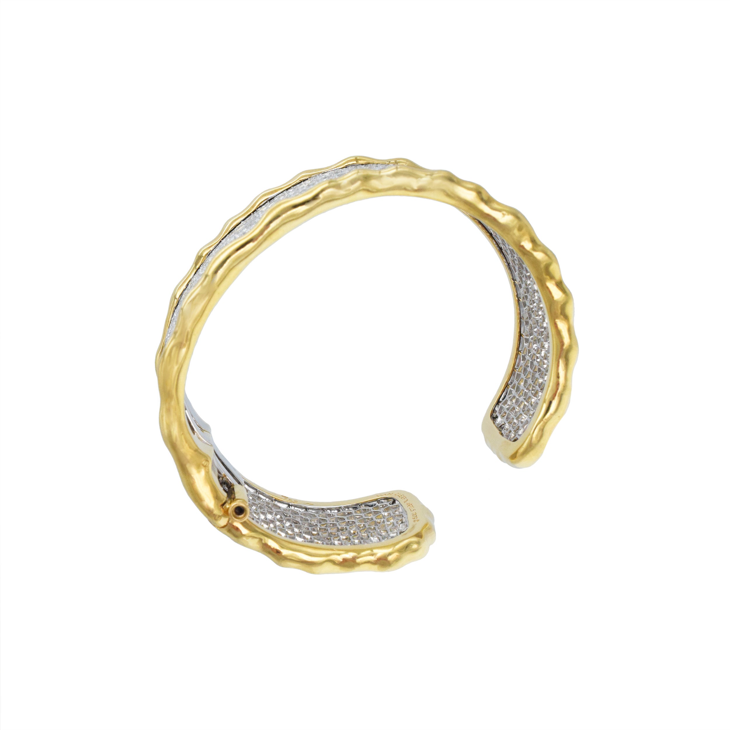 Van Cleef & Arpels Diamond Pave Bangle In 18k White And Yellow Gold