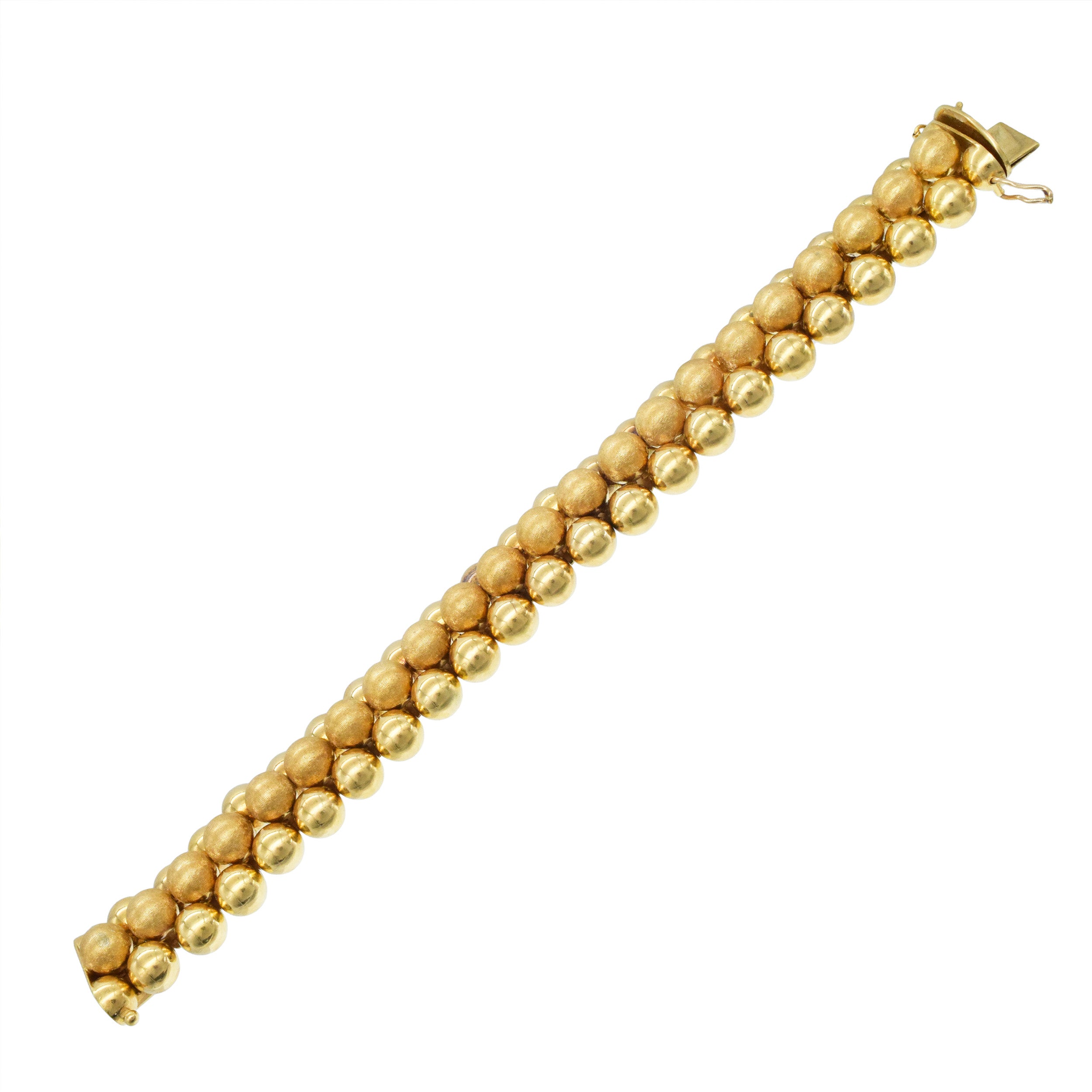 18k Yellow Gold Three - Row Textured Bead Bracelet