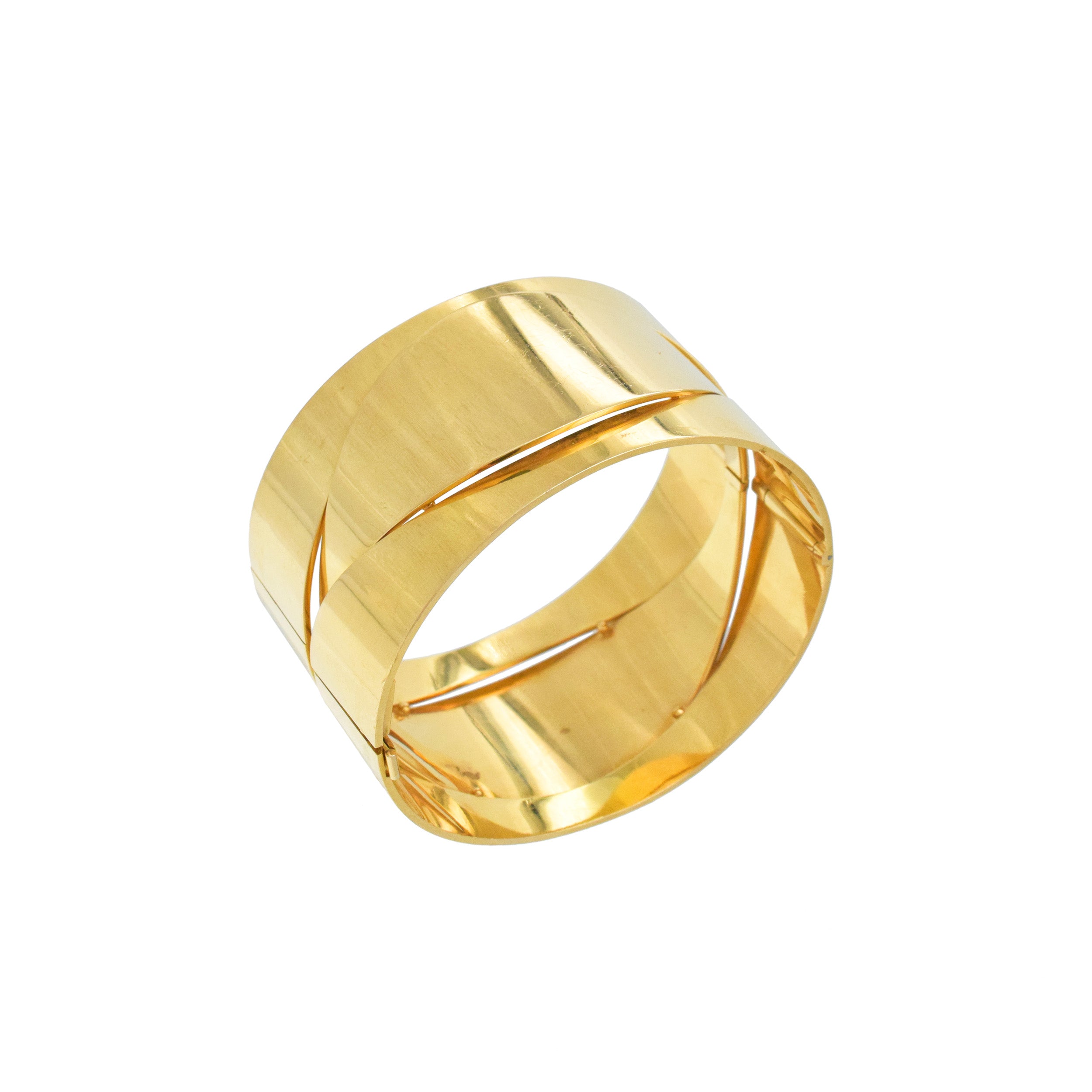 Gunter Wyss 18k yellow gold modernist hinged bangle bracelet