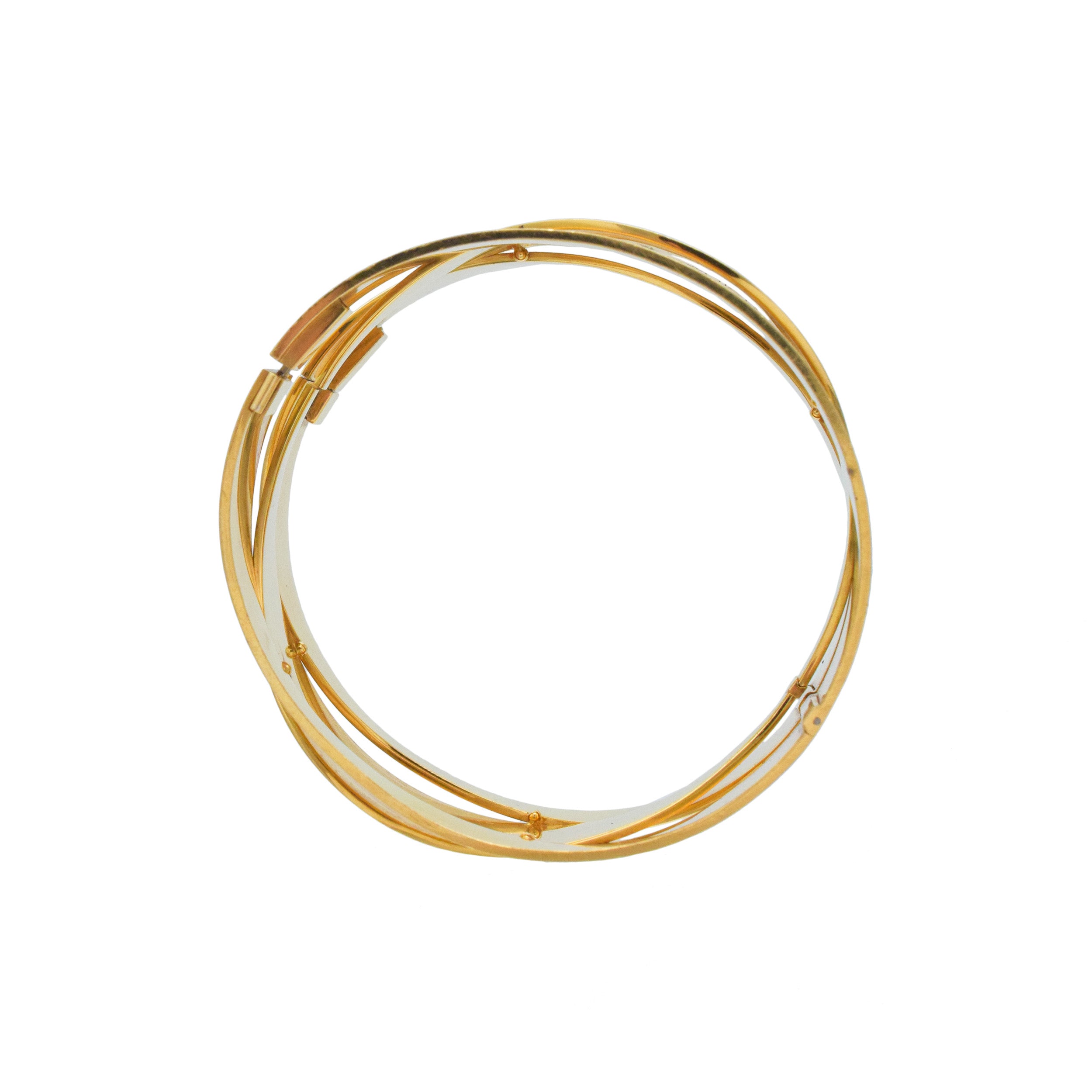 Gunter Wyss 18k yellow gold modernist hinged bangle bracelet