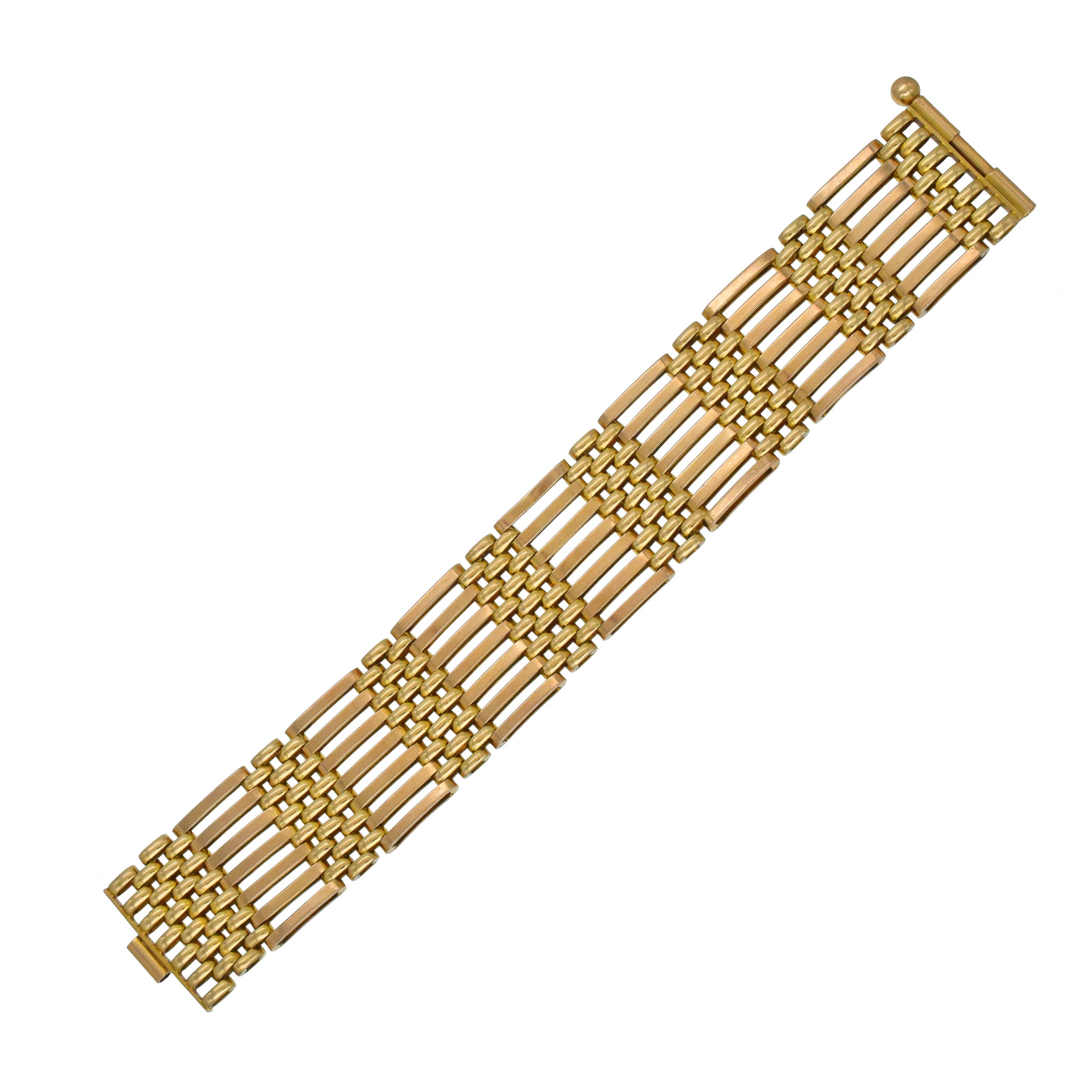Walter Lampl Retro multi row bracelet in 14k two tone gold