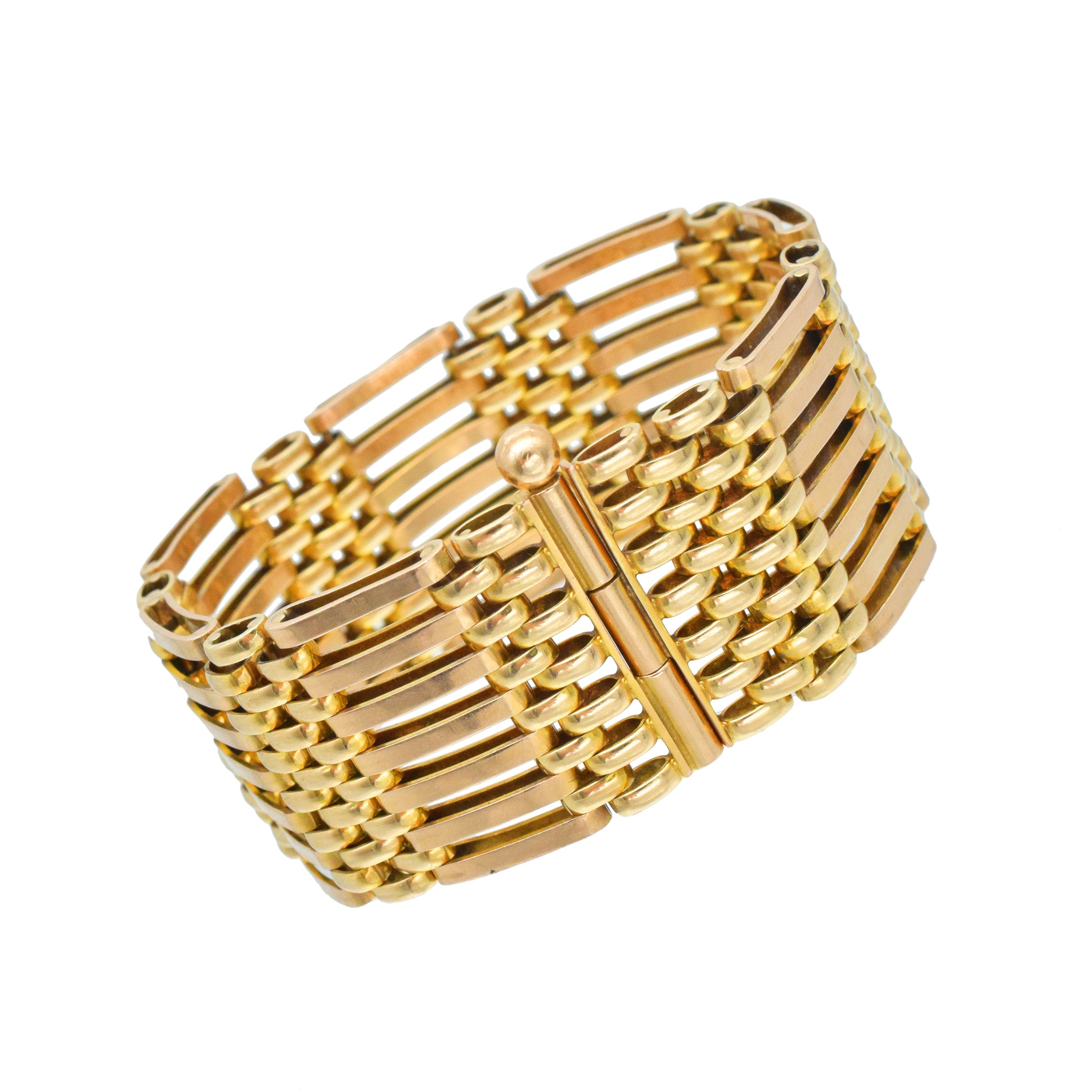 Walter Lampl Retro multi row bracelet in 14k two tone gold