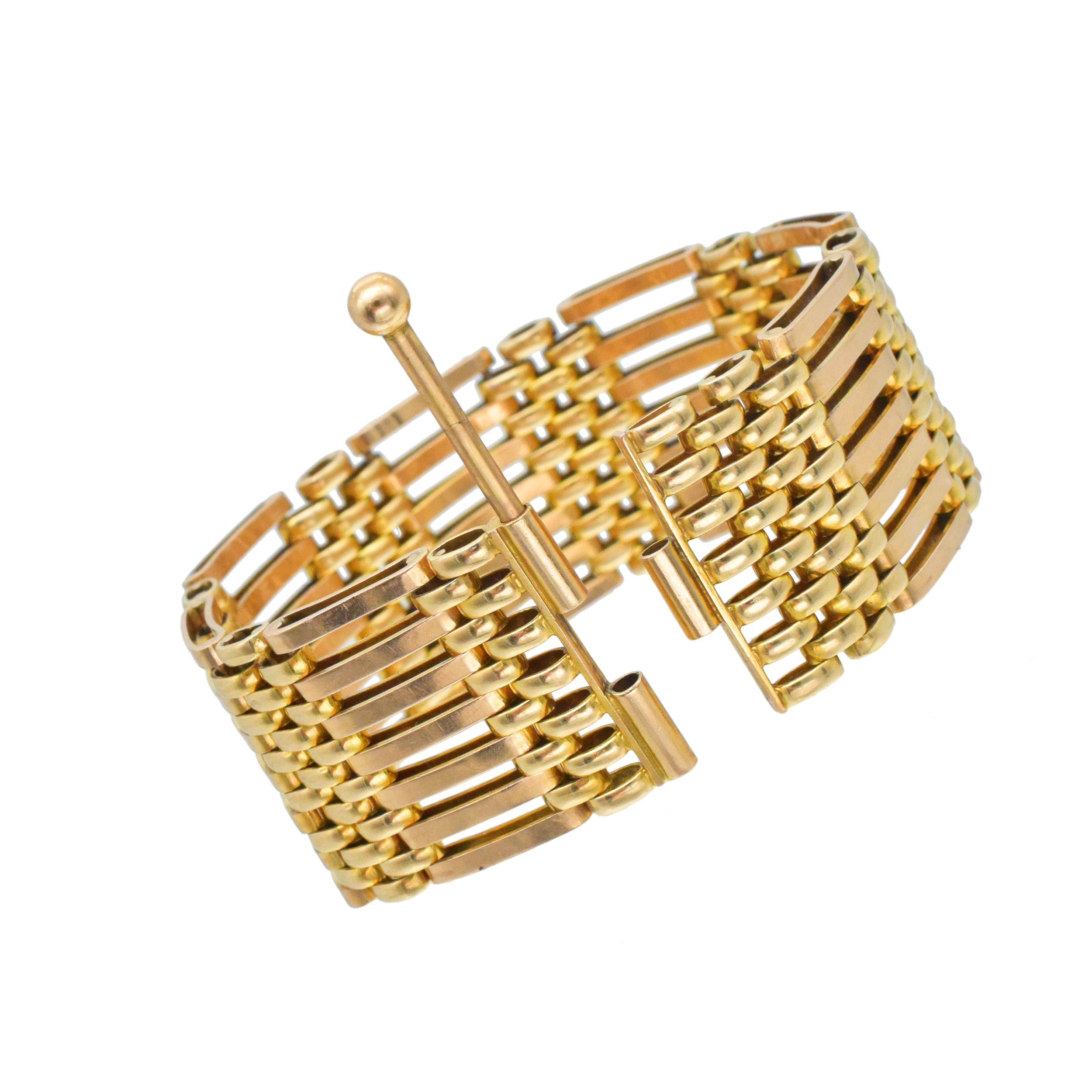 Walter Lampl Retro multi row bracelet in 14k two tone gold