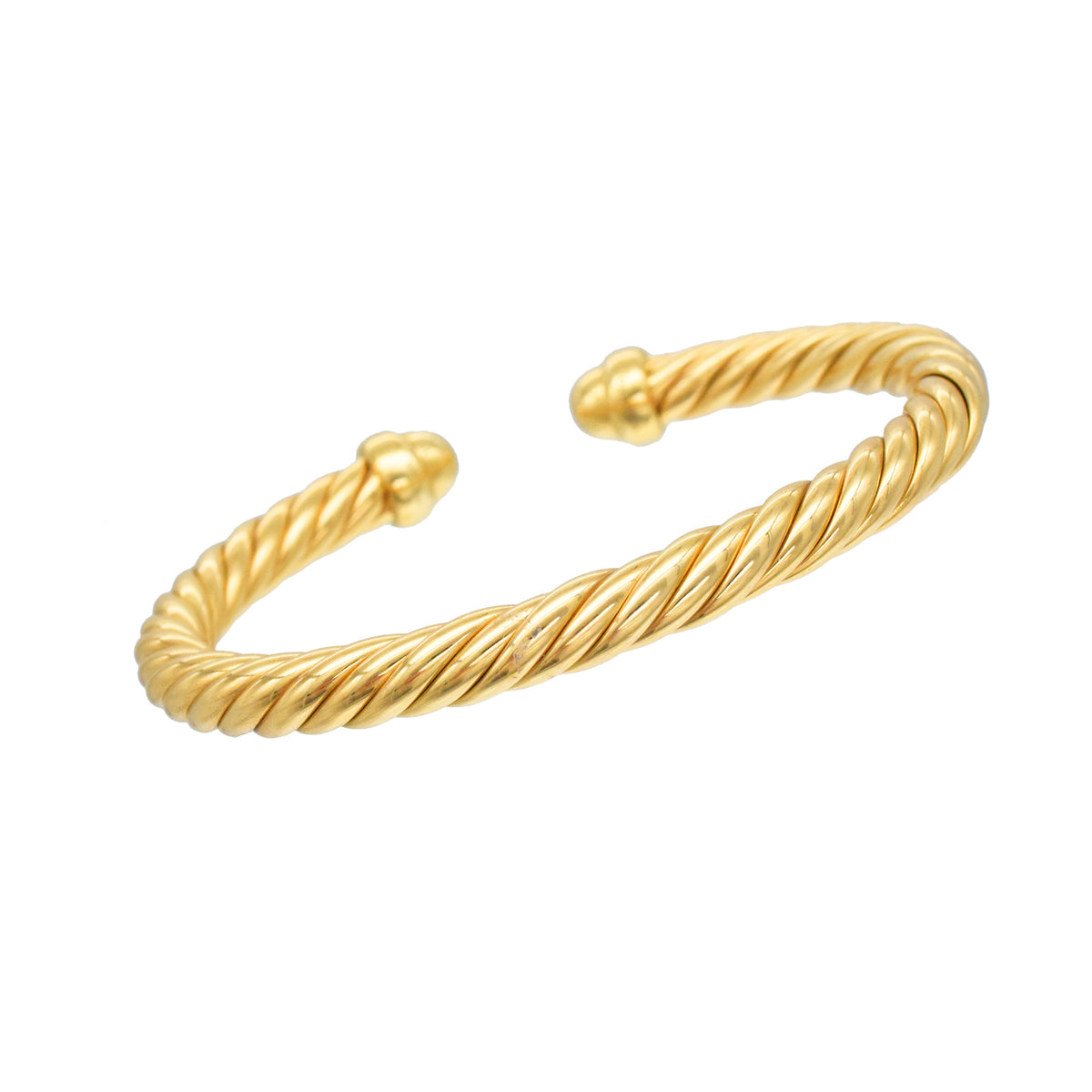 David Yurman Cablespira Flex Cuff Bracelet In 18k Yellow Gold With Diamond Accents