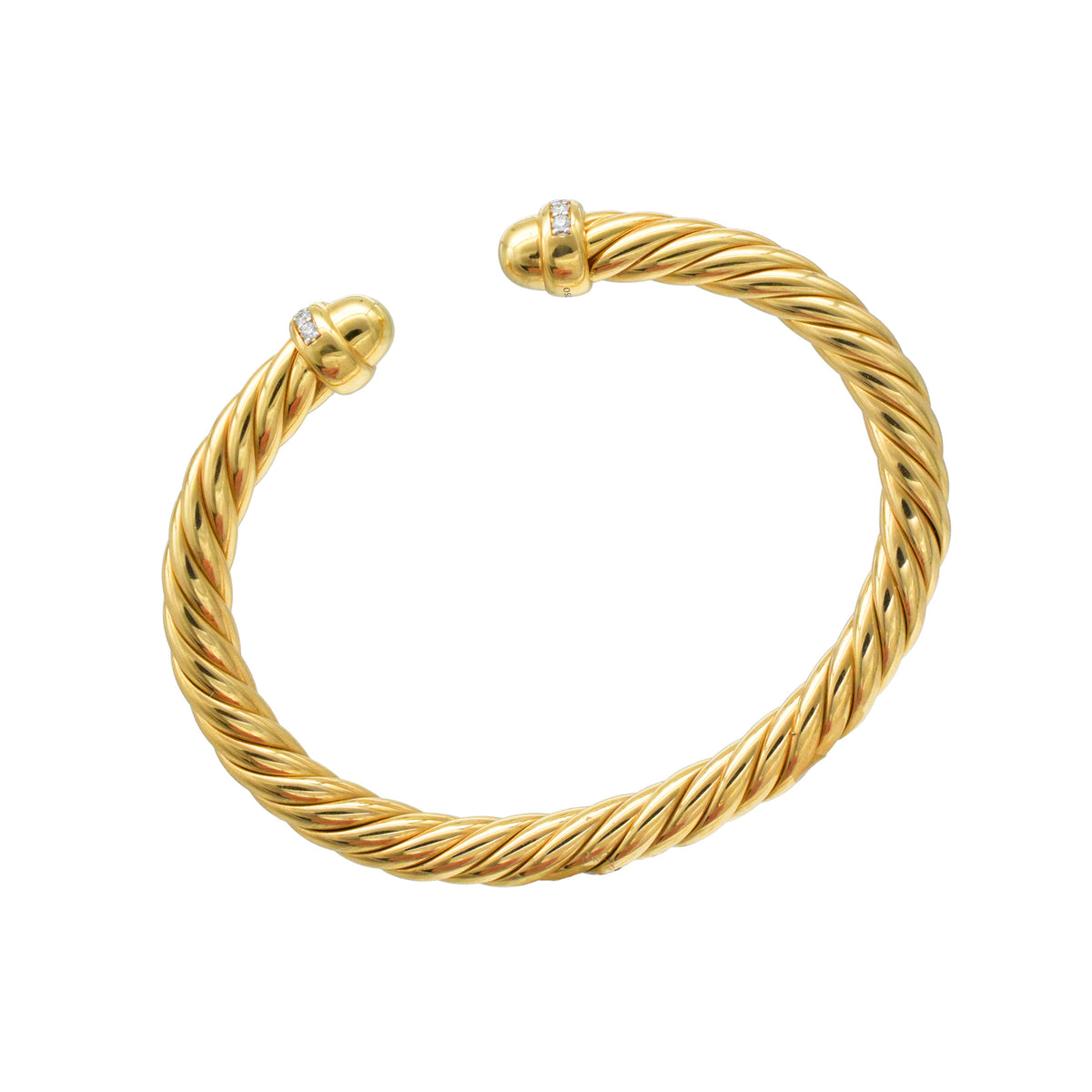 David Yurman Cablespira Flex Cuff Bracelet In 18k Yellow Gold With Diamond Accents