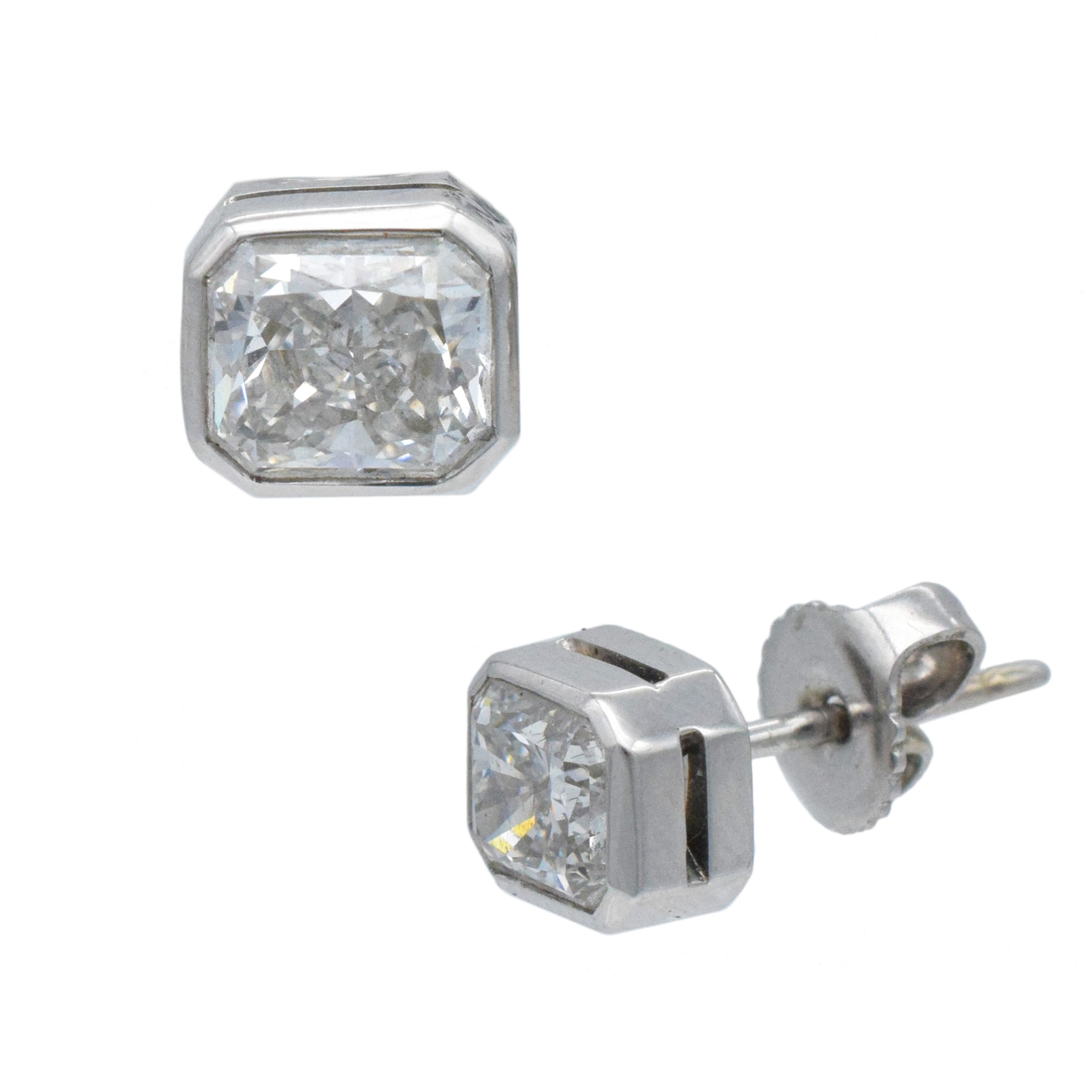 2.03ct Total Weight Radiant Cut Diamond Studs In 18k White Gold