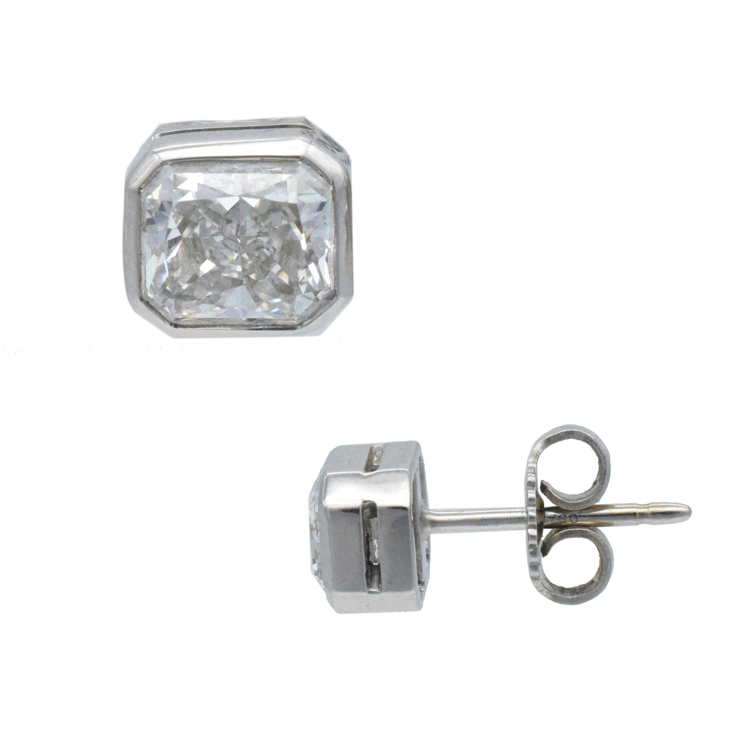 2.03ct Total Weight Radiant Cut Diamond Studs In 18k White Gold