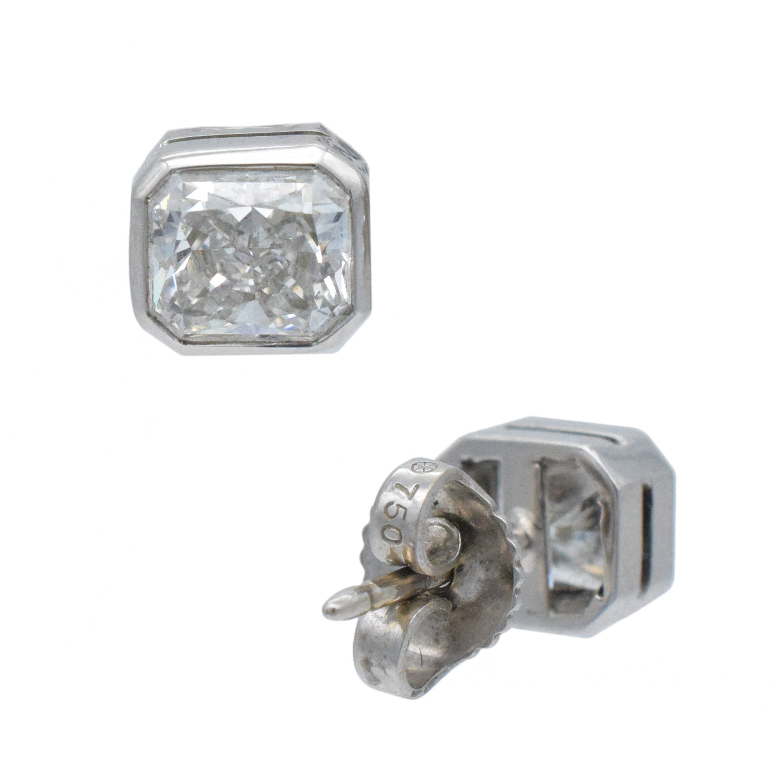 2.03ct Total Weight Radiant Cut Diamond Studs In 18k White Gold