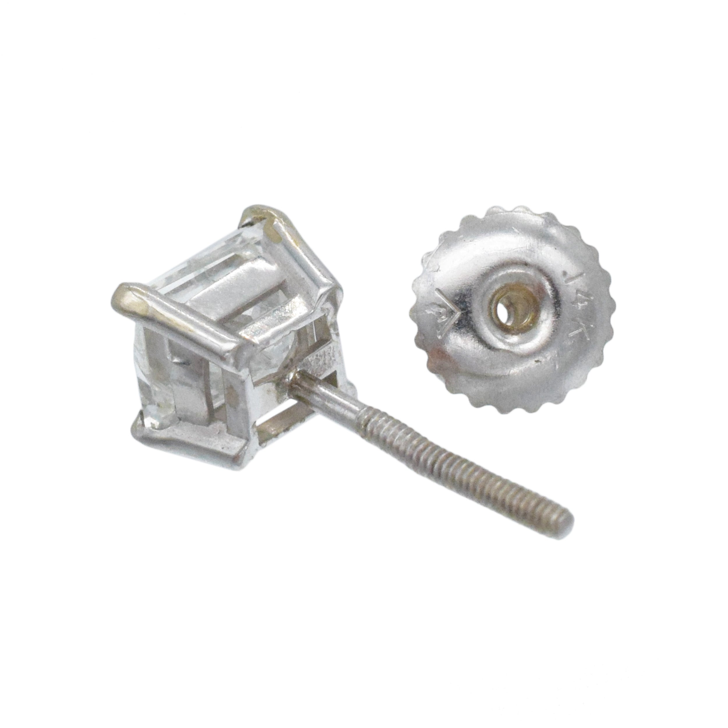 1.91tcw princess cut diamonds stud earrings in 14 white gold