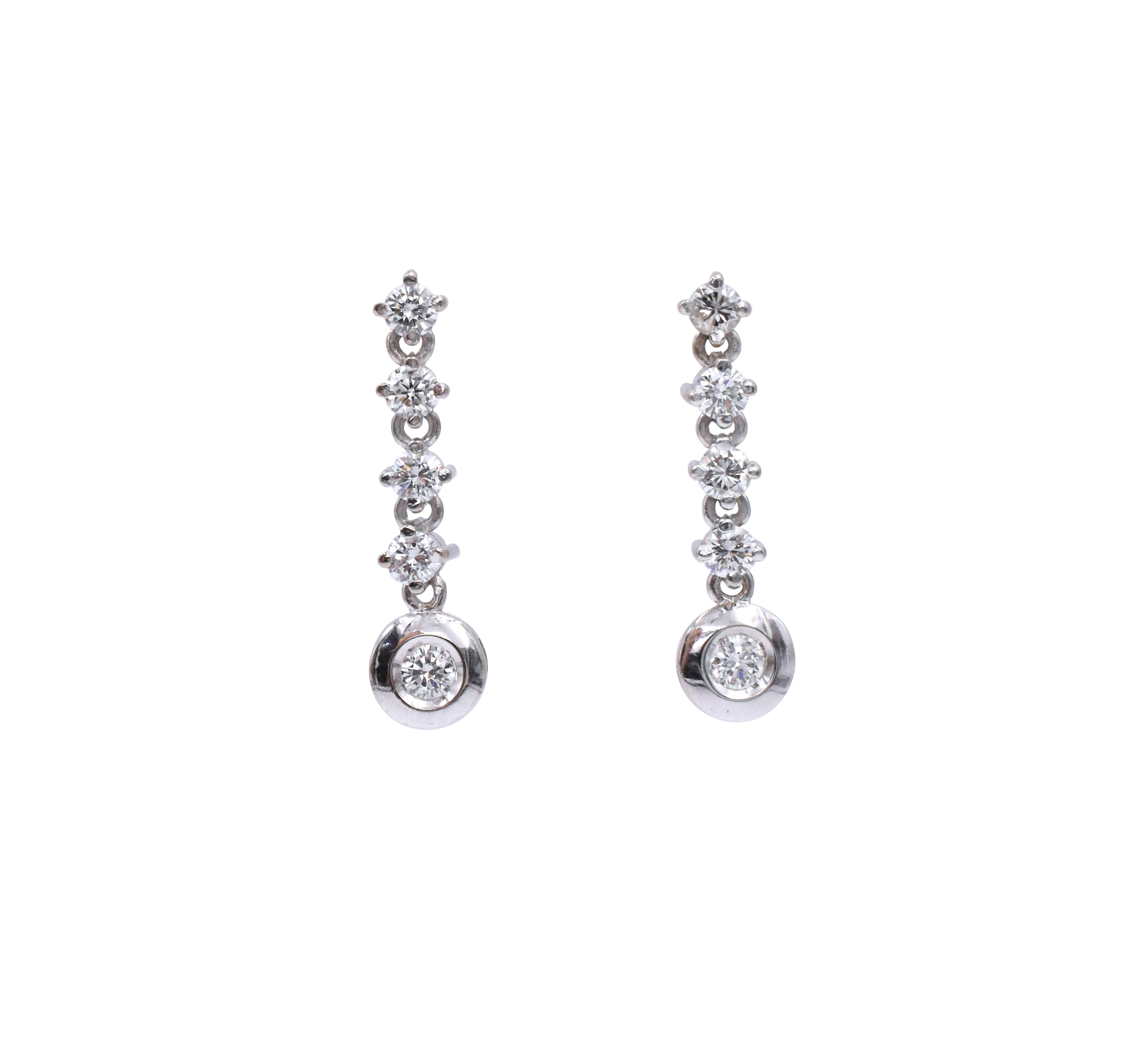 0.84ct Diamond drop earrings in 14k white gold