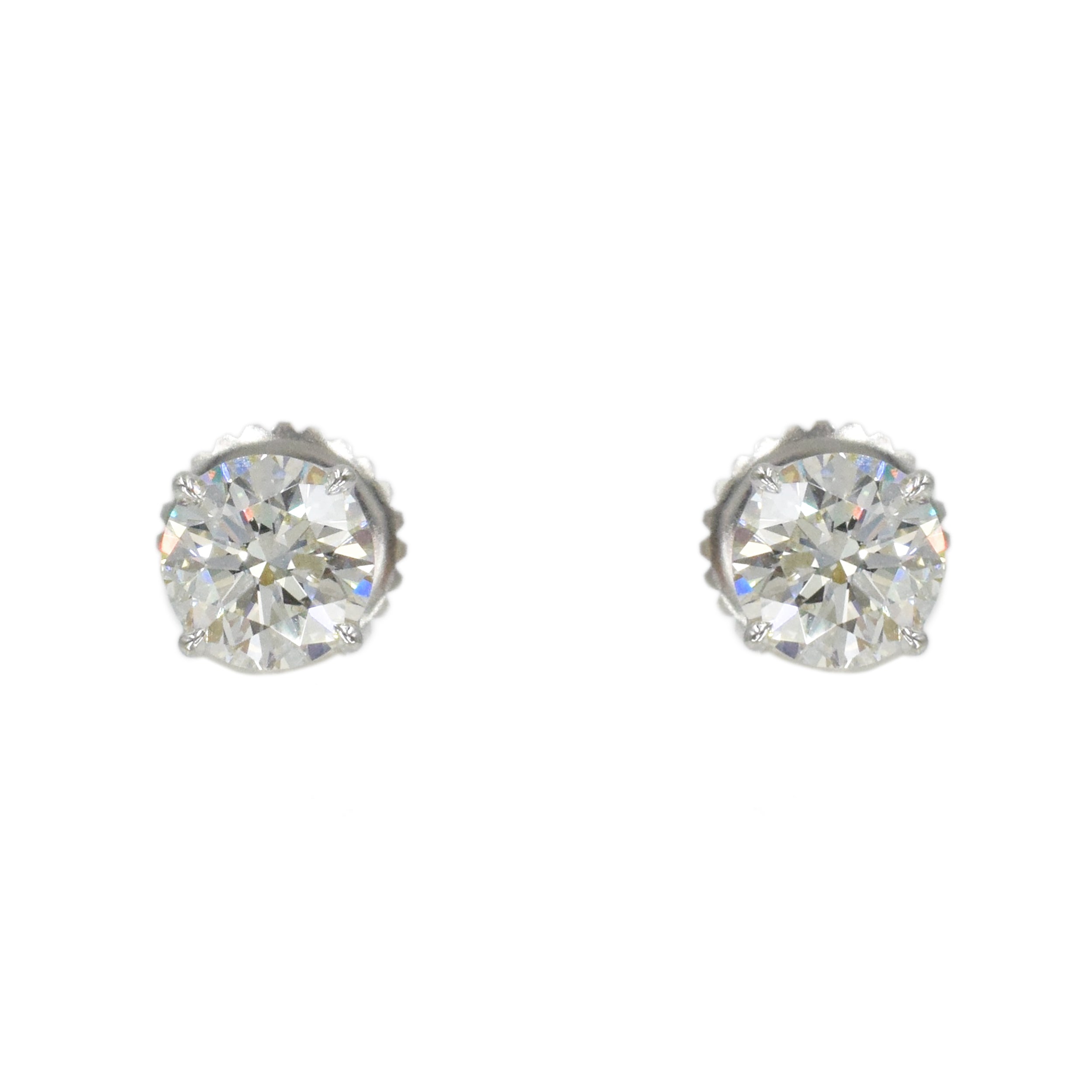 2.65tcw GIA Certified Dimond Stud Earrings In 14k White Gold